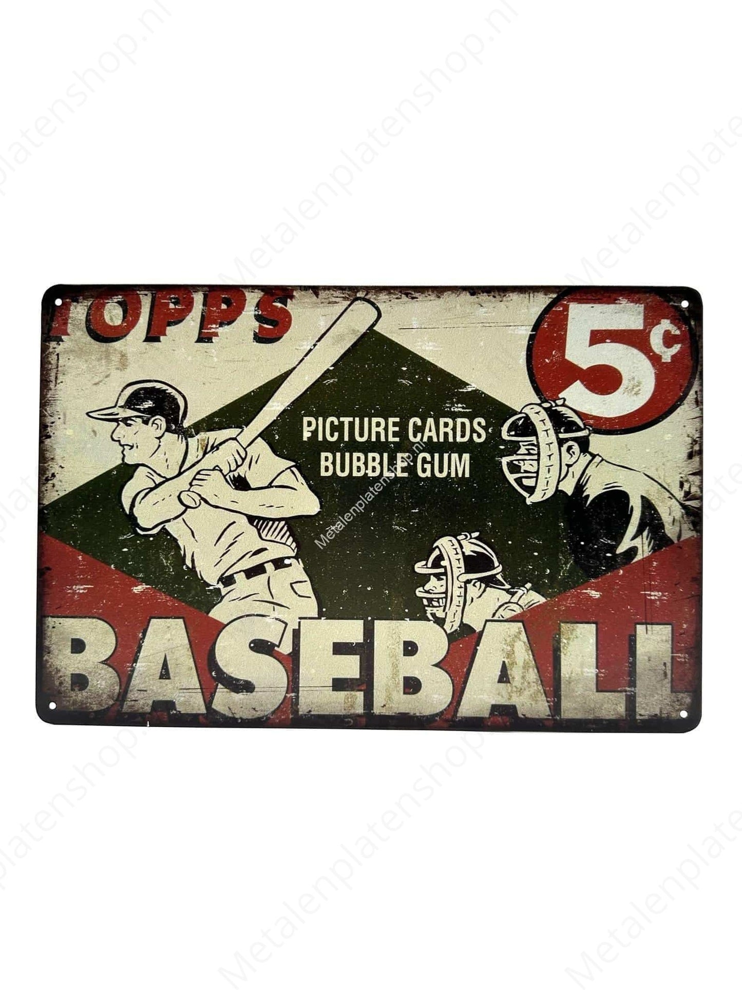 Topps - Picture Cards Bubble Gum - Baseball - Metalen Wandbord