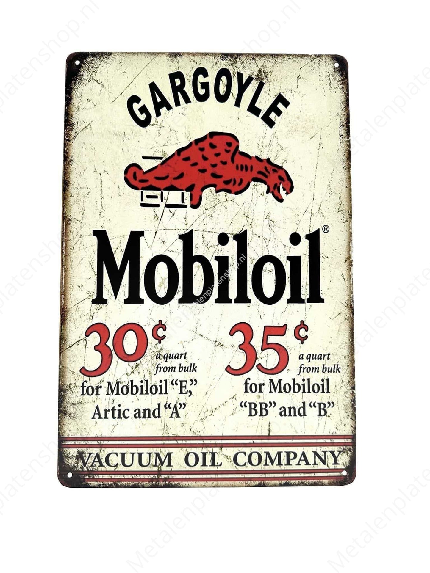 Gargoyle Mobiloil - Metalen Wandbord