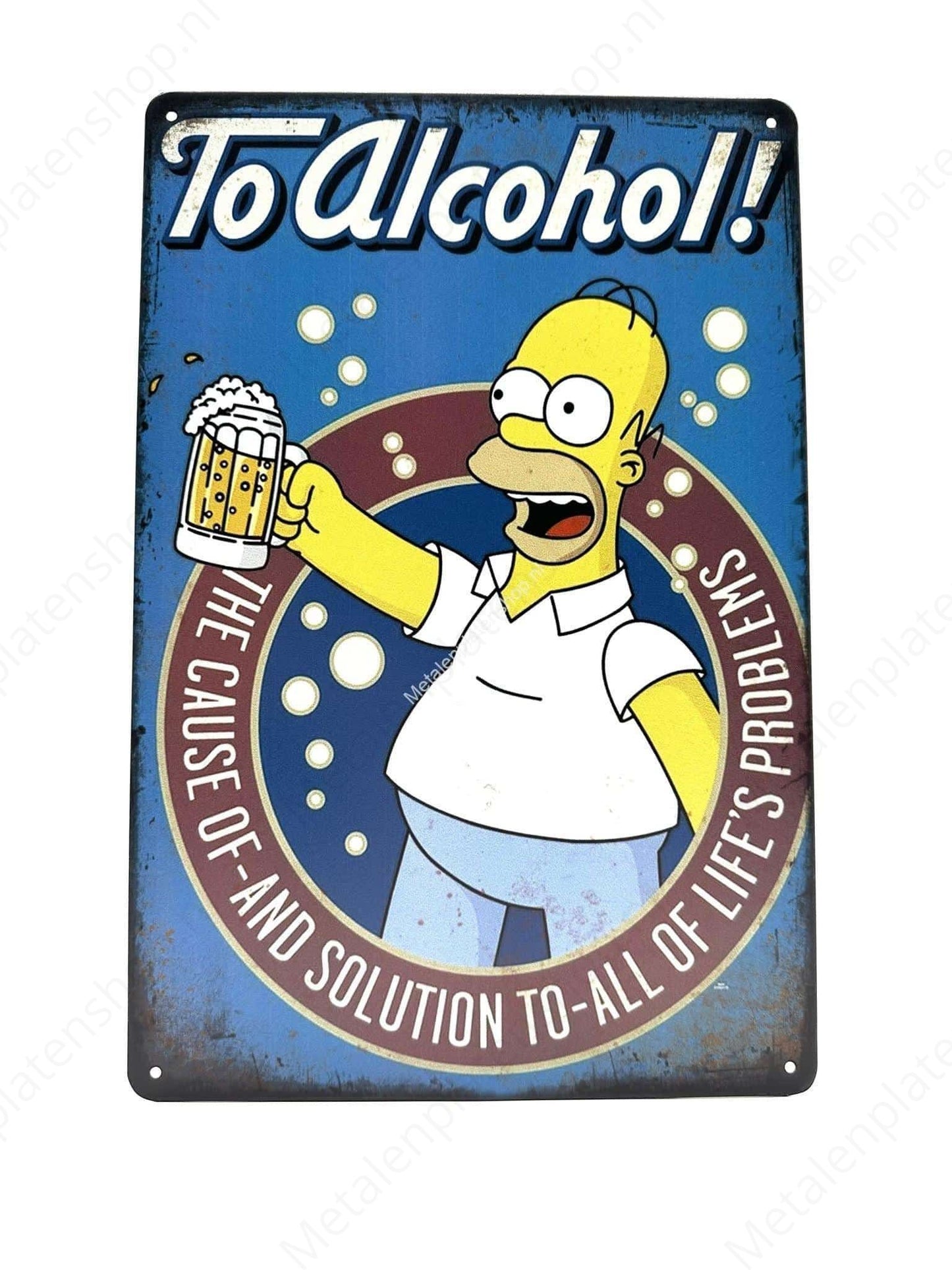 Simpsons - Homer - To Alcohol - Metal Wall Sign