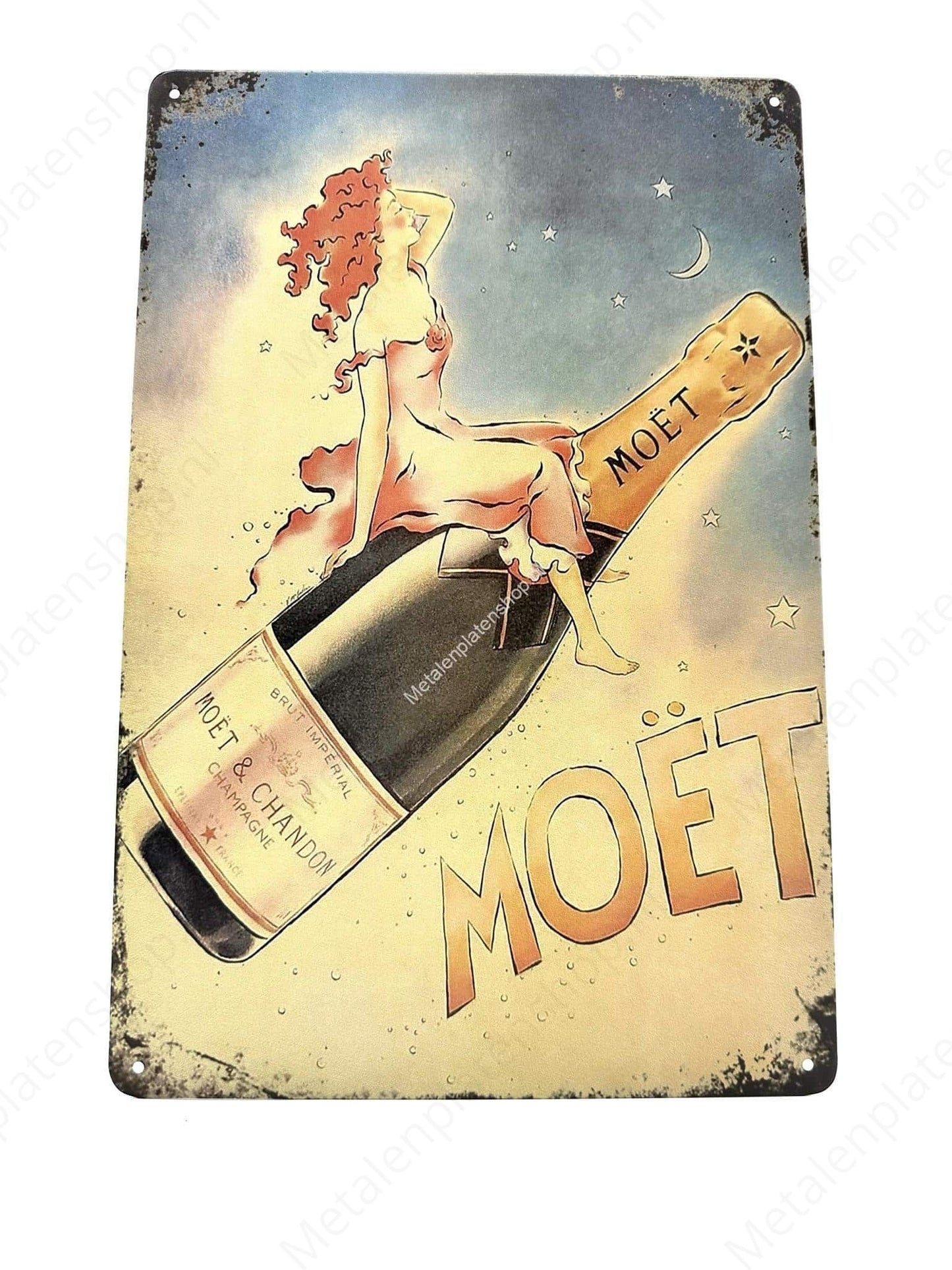 Must - Champagner - Frau - Metall Wandschild