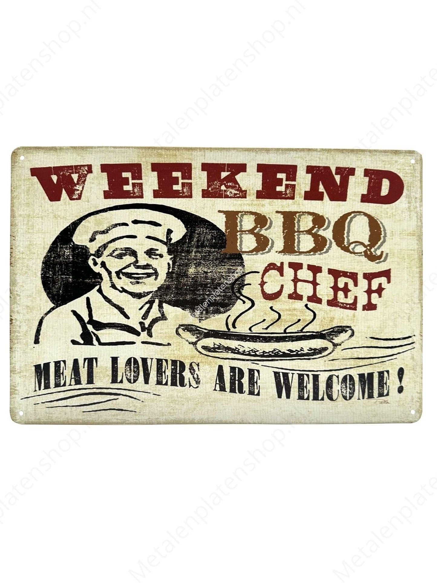 Weekend BBQ Chef - Metal Wall Sign