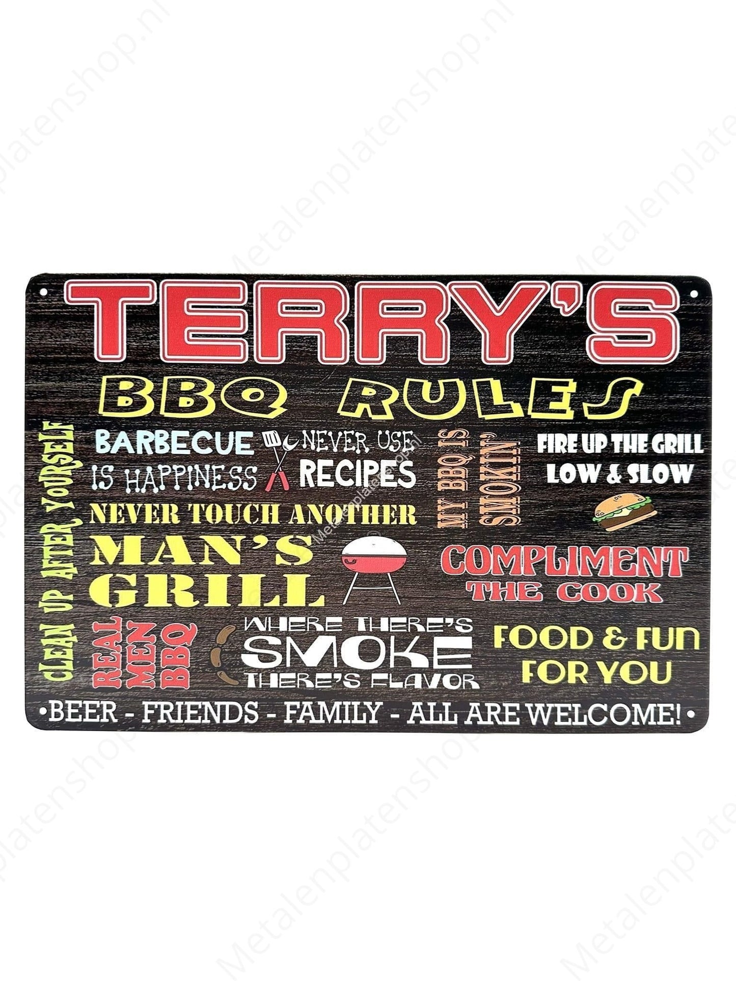 Terry's BBQ Rules - Metal Wall Sign