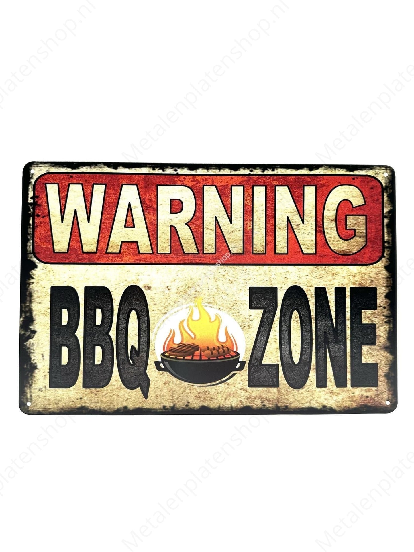 Achtung Grillzone - Metallwandschild