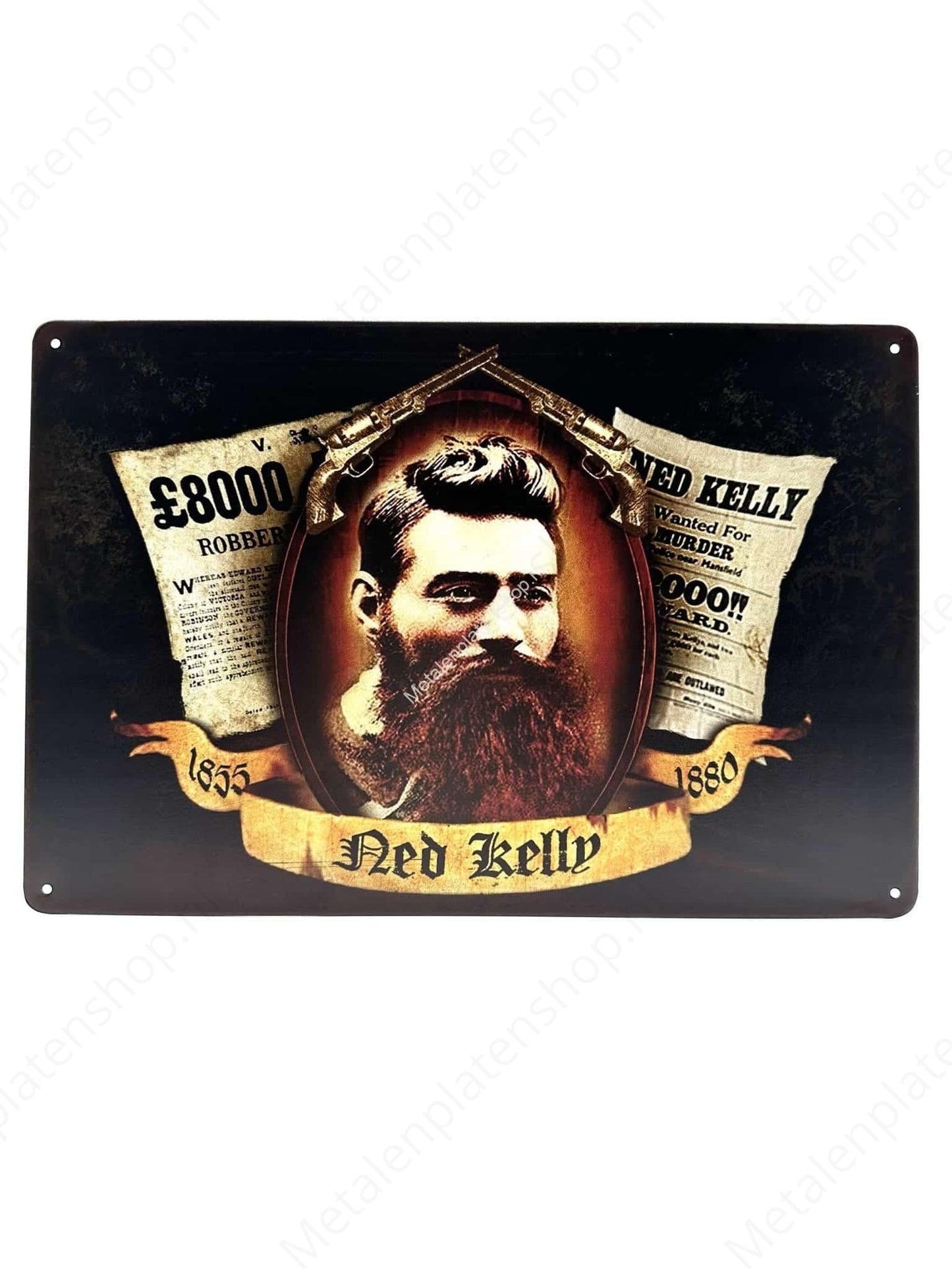 Ned Kelly – Wanted – Metallwandschild
