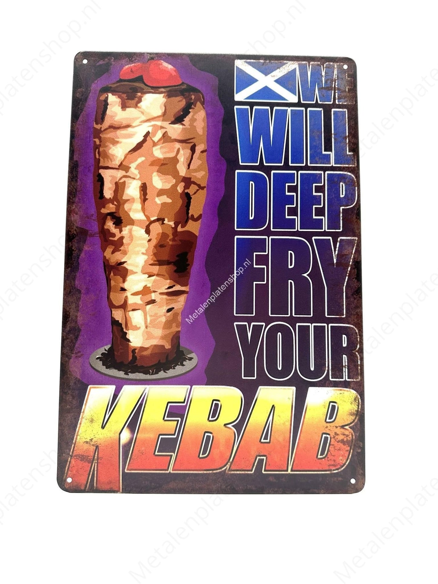 Wir werden Ihren Kebab frittieren - Metallwandschild