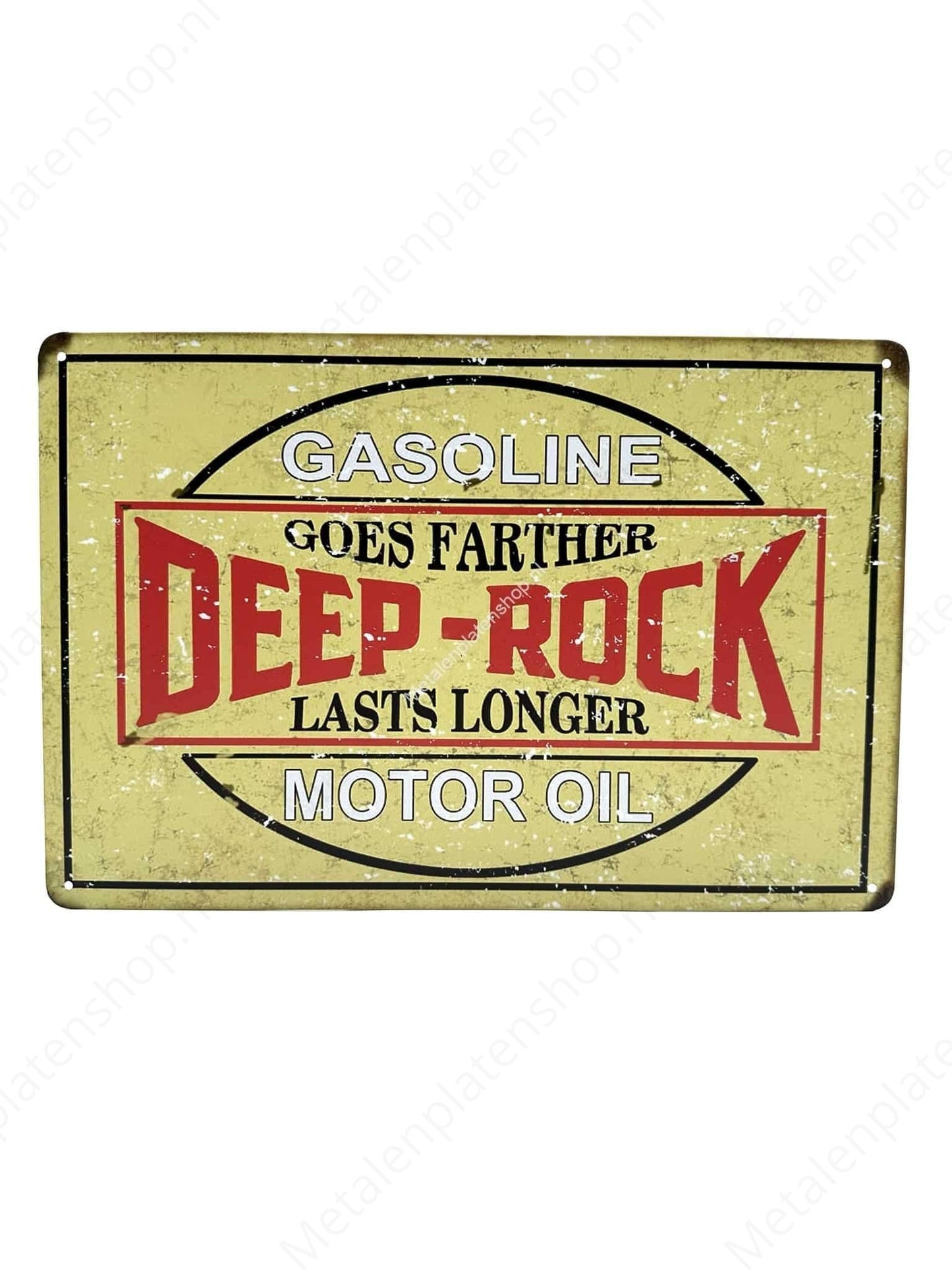 Benzin – Geht weiter – Deep Rock – Motoröl – Metallwandschild