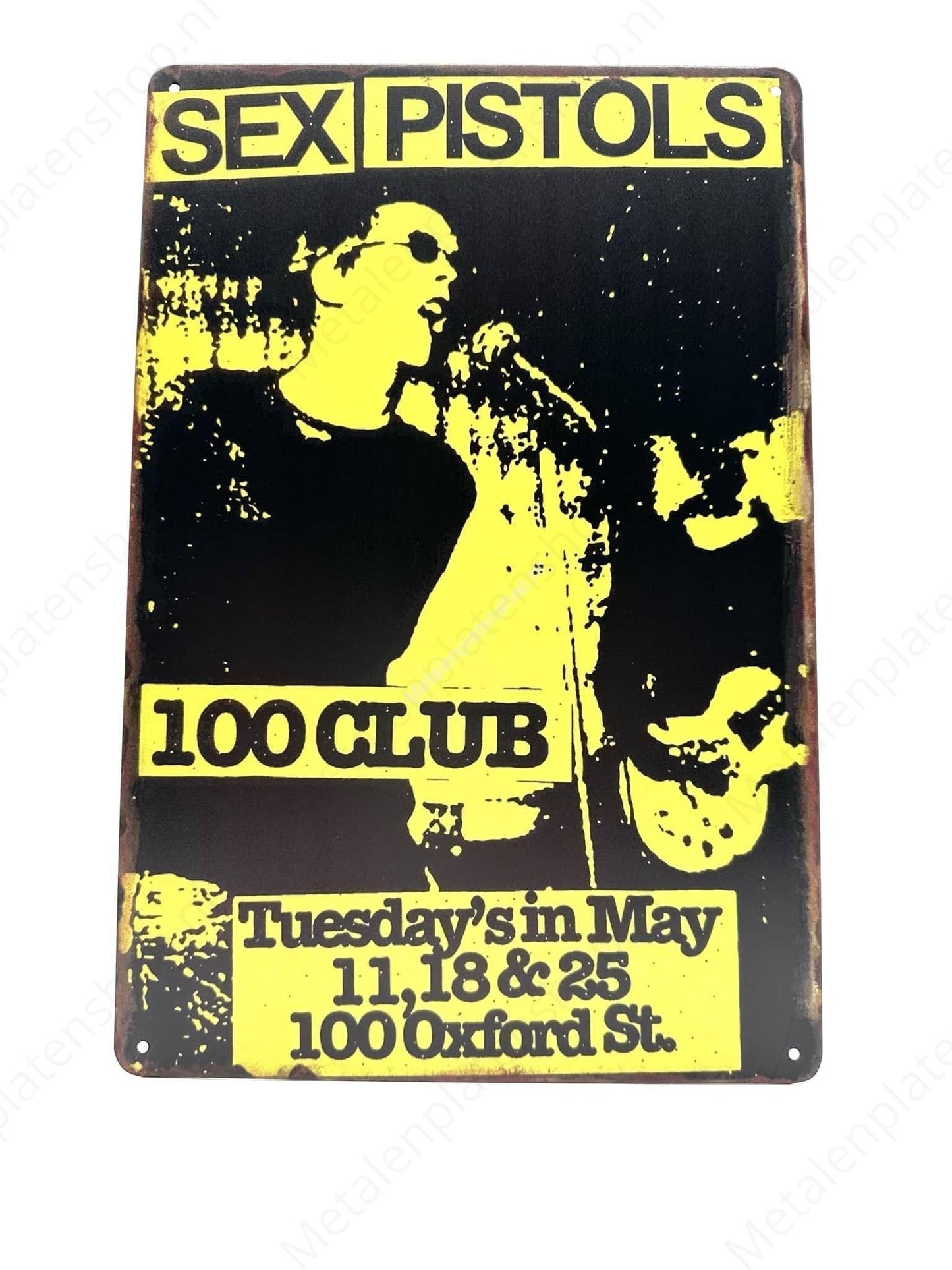 Sex Pistols - 100 club - Metalen Wandbord
