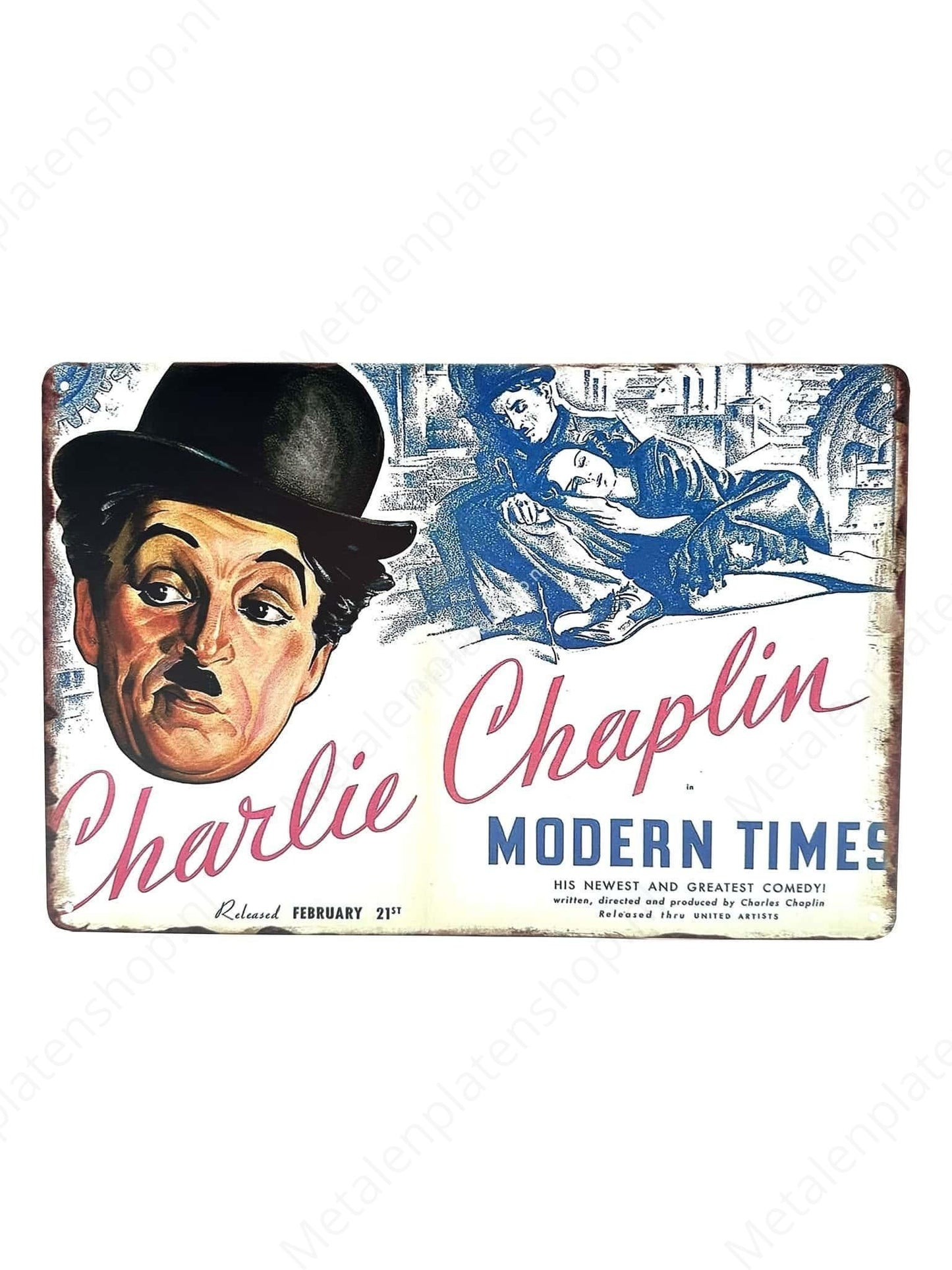 Charlie Chaplin - Modern Times - Metal Wall Sign
