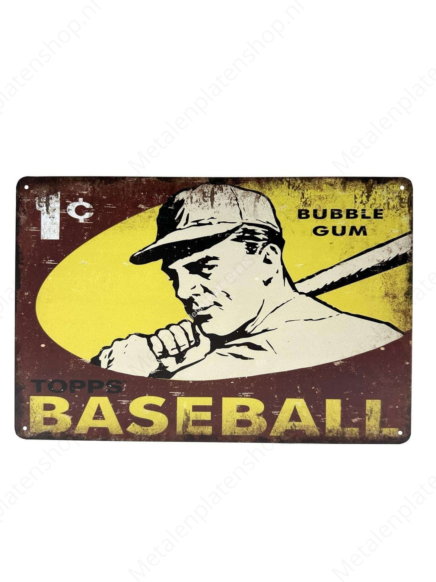 Baseball - Bubble Gum - Metalen Wandbord
