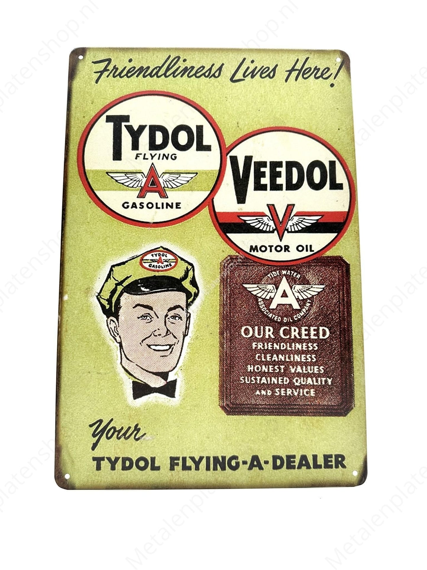 Tydol Veedol – Motoröl – Benzin – Metallwandschild