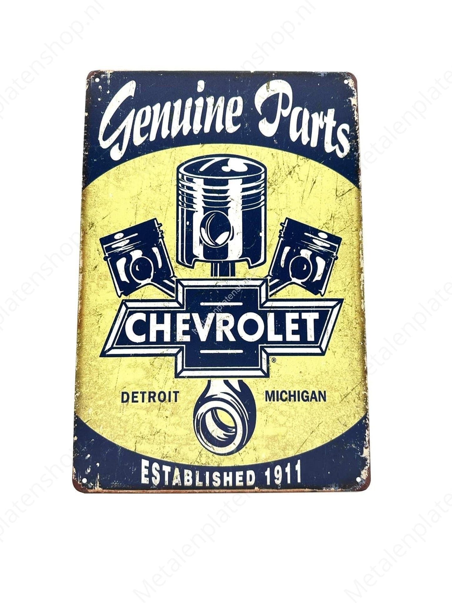 Genuine Parts - Chevrolet - Detroit - Michigan - Metal Wall Sign