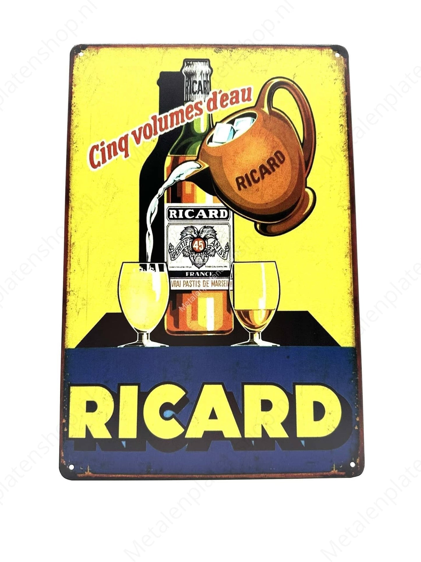 RICARD - Fünf Wassermengen - Metallwandschild