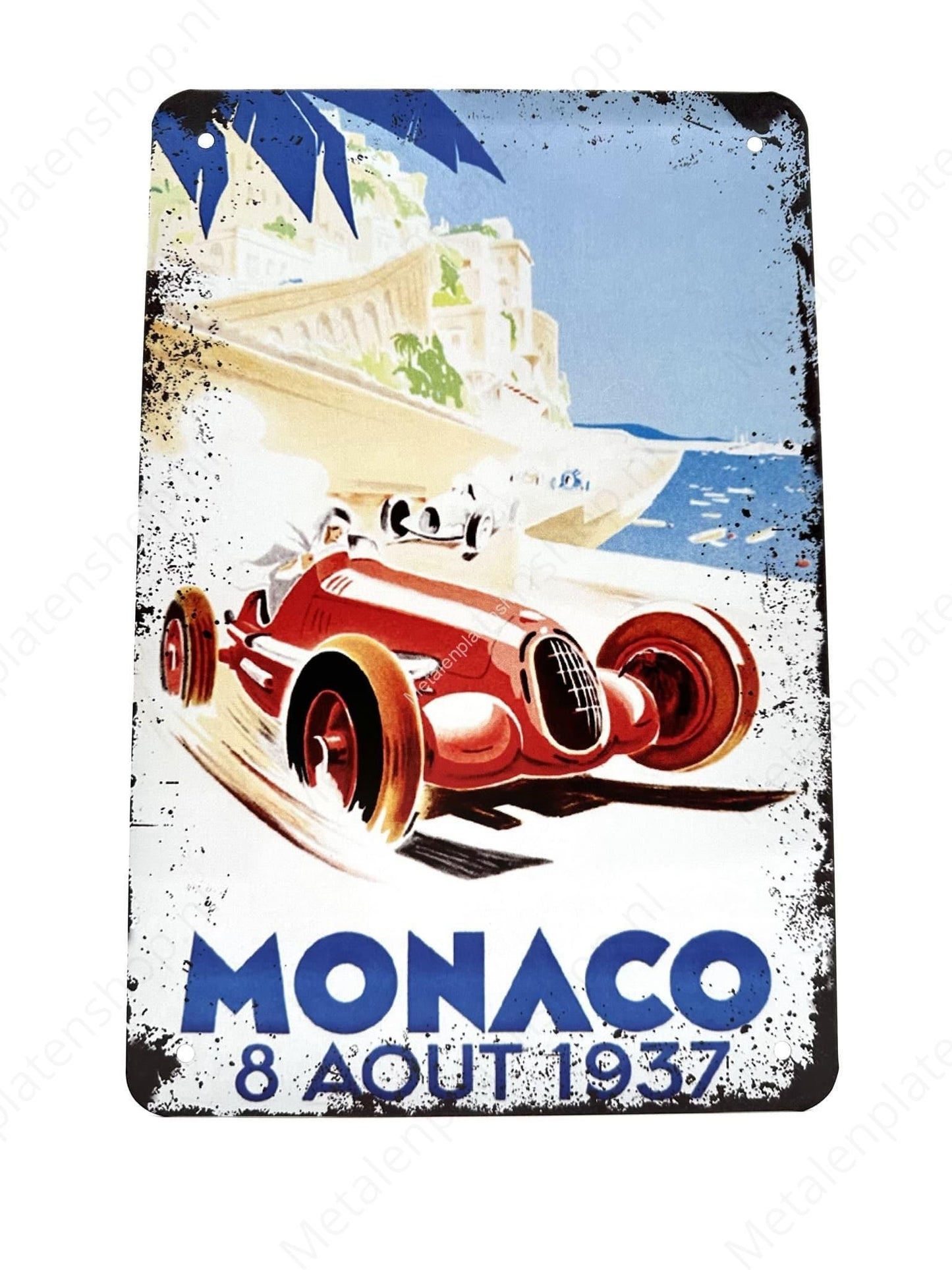 MONACO – 8. August 1937 – Metallwandschild