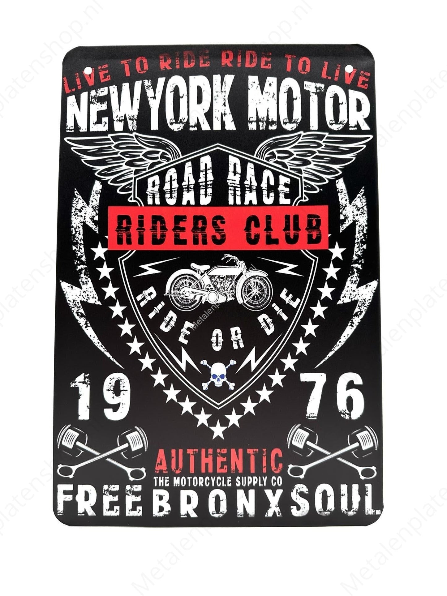 Live to Ride - Ride to Live - Road Race Riders Club - Motorcycles - Metal Wall Sign