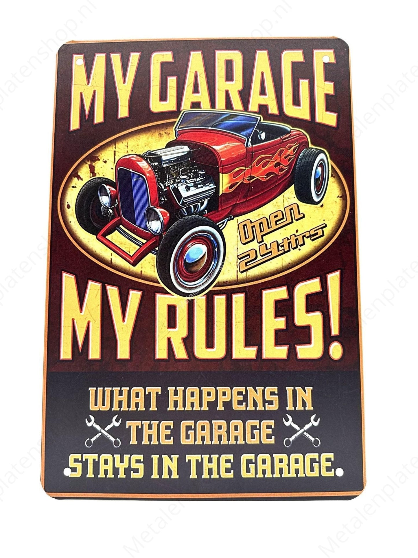 My Garage - My Rules - Metalen Wandbord