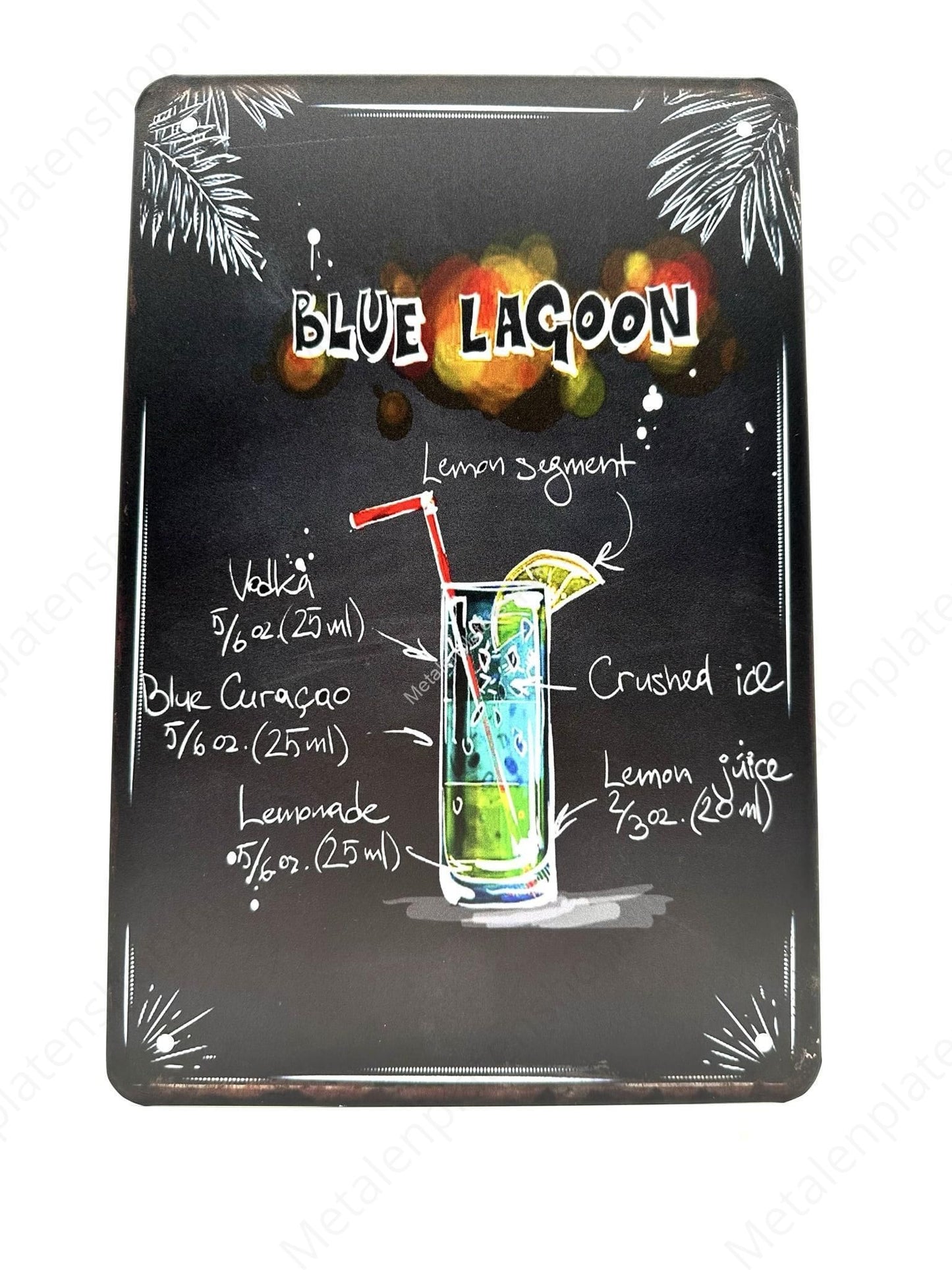 Blue Lagoon - Cocktails - Metal Wall Sign