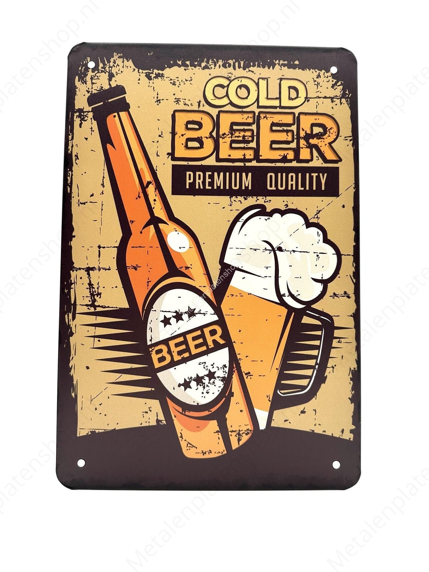 Kaltes Bier – Premium Qualität – Metallwandschild