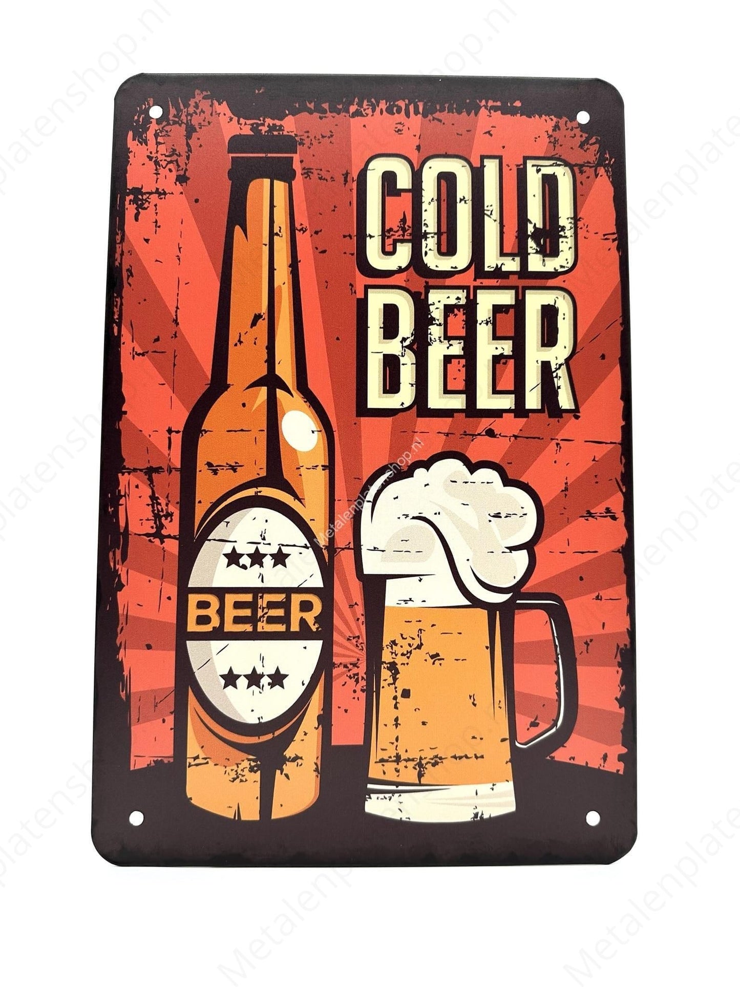 Cold Beer - Bier - Flasche - Glas - Metall Wandschild