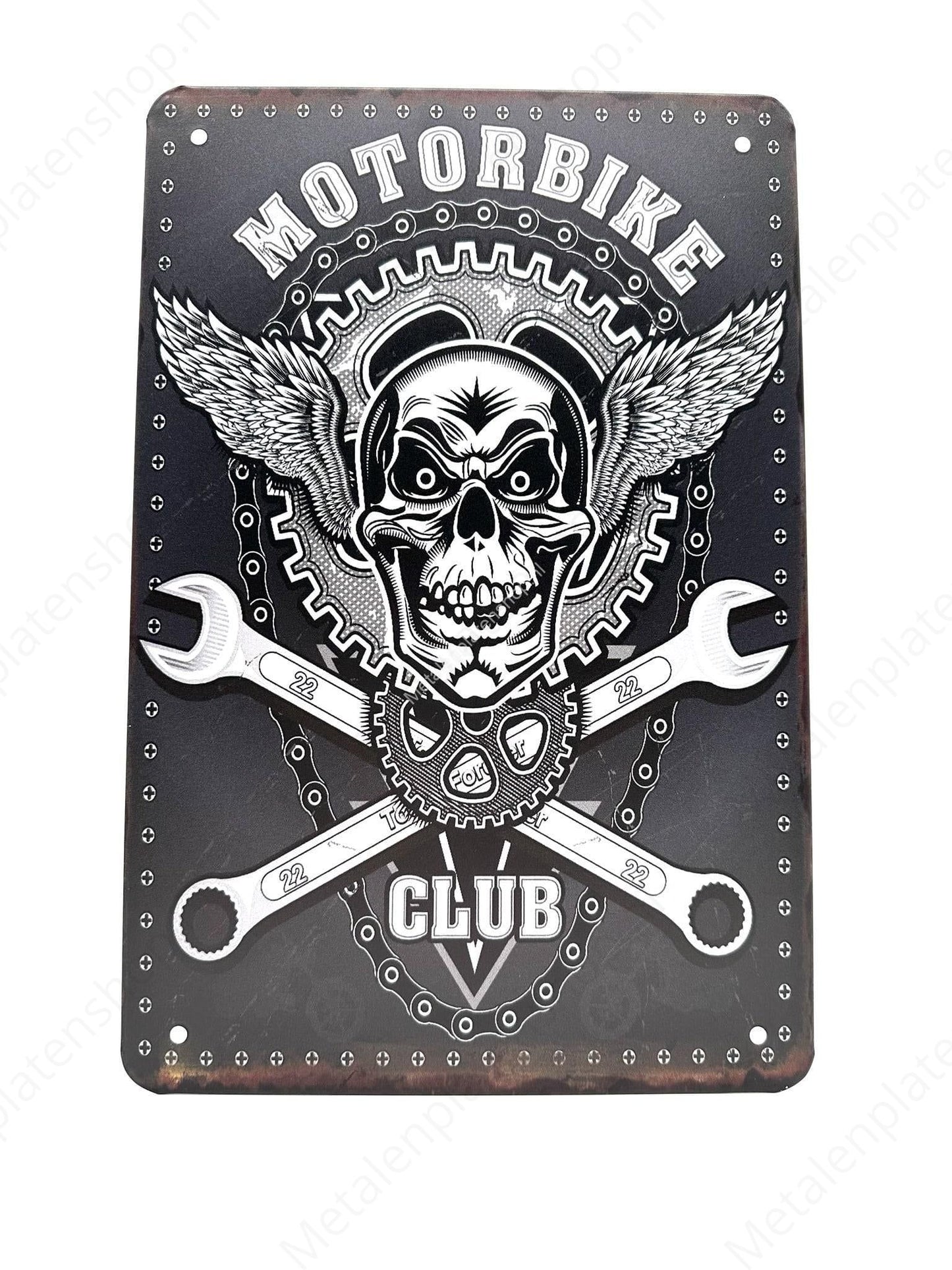 Motorradclub – Motorräder – Metallwandschild