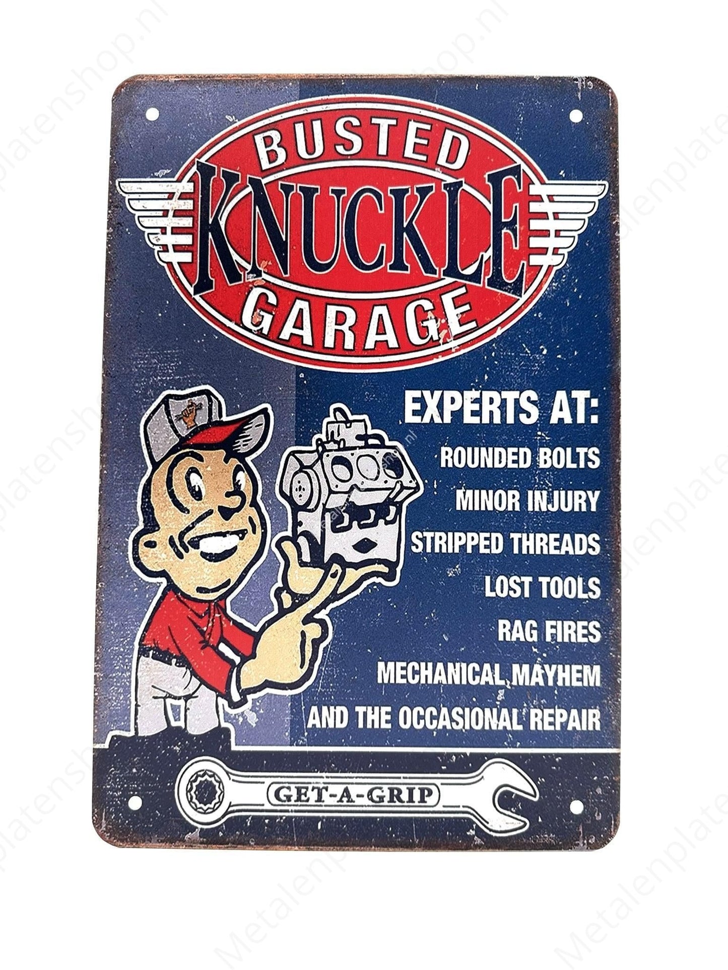Busted Knuckle Garage – Get-a-Grip – Metall-Wandschild