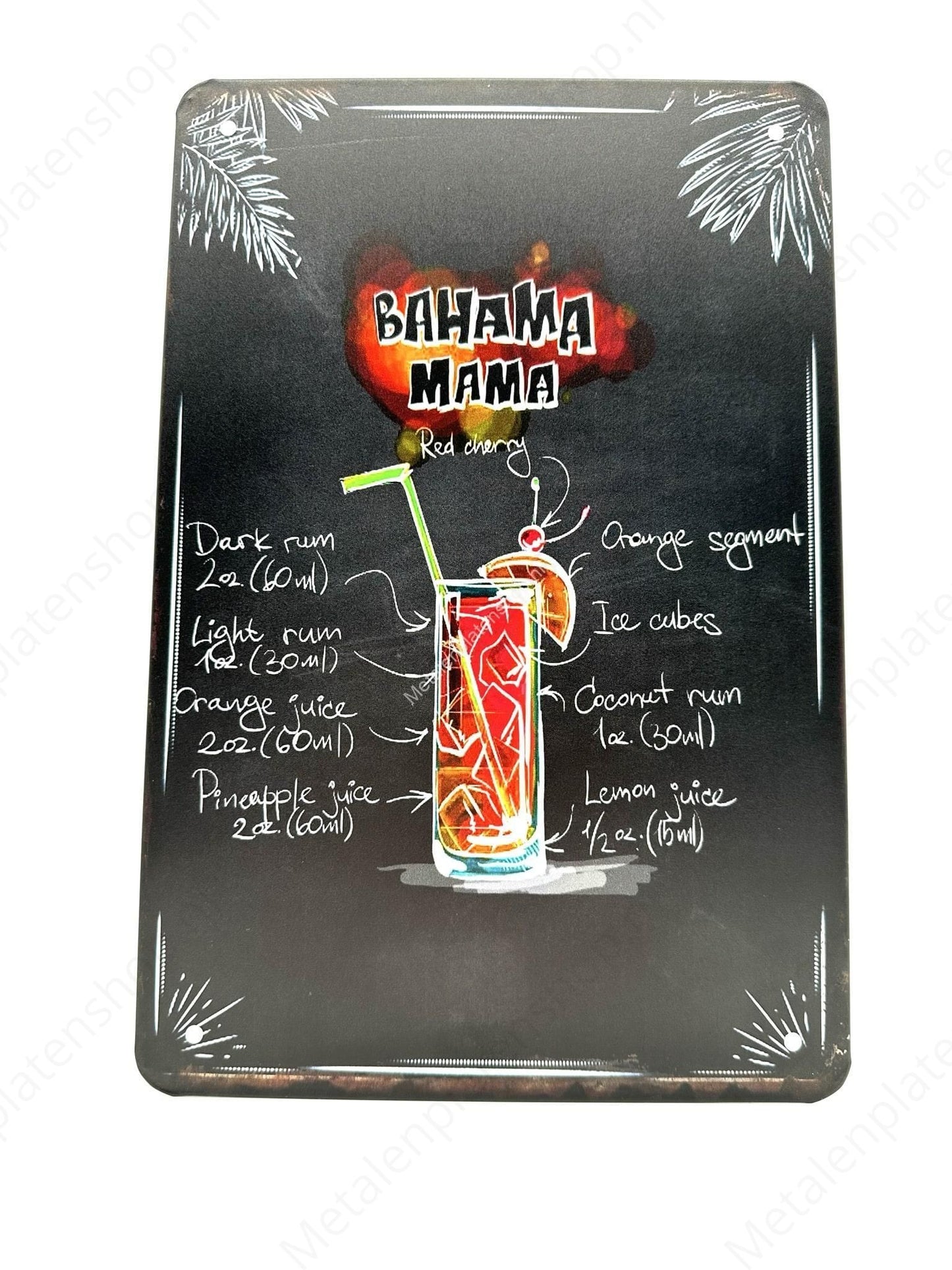 Bahama Mama - Cocktails - Metal Wall Sign