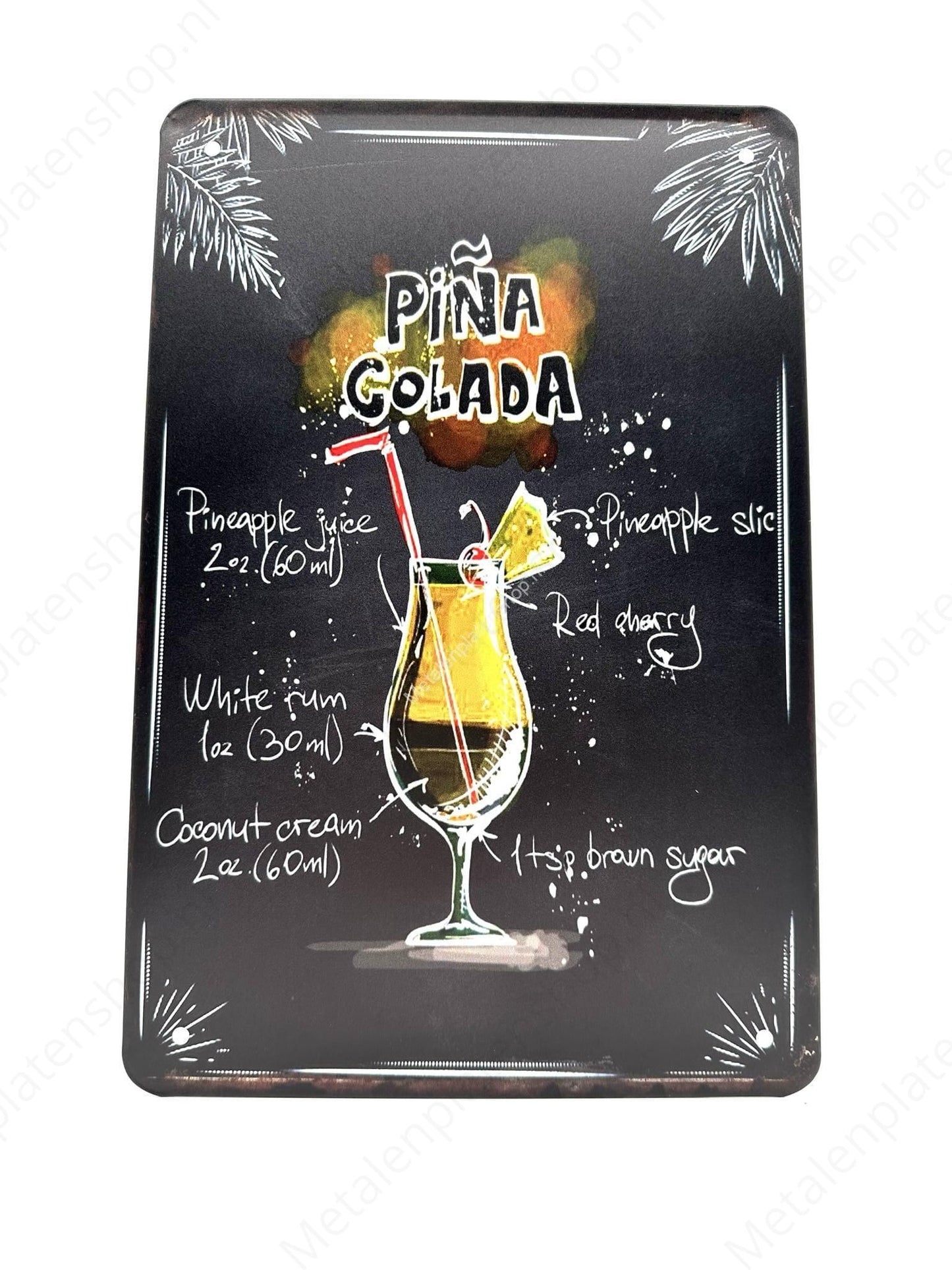 Pina Colada - Cocktails - Metal Wall Sign