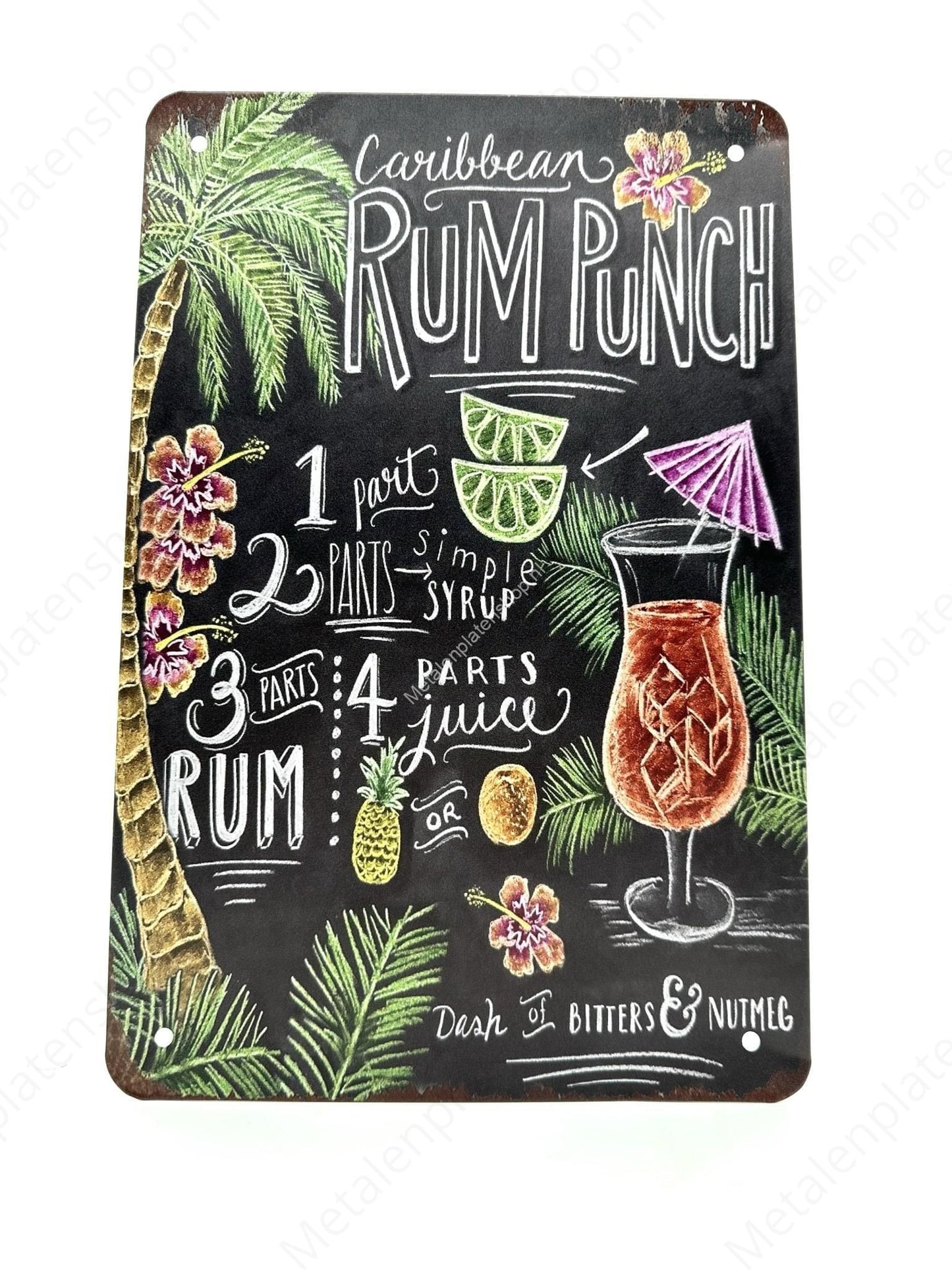 Caribbean Rum Punch - Cocktails - Metal Wall Sign