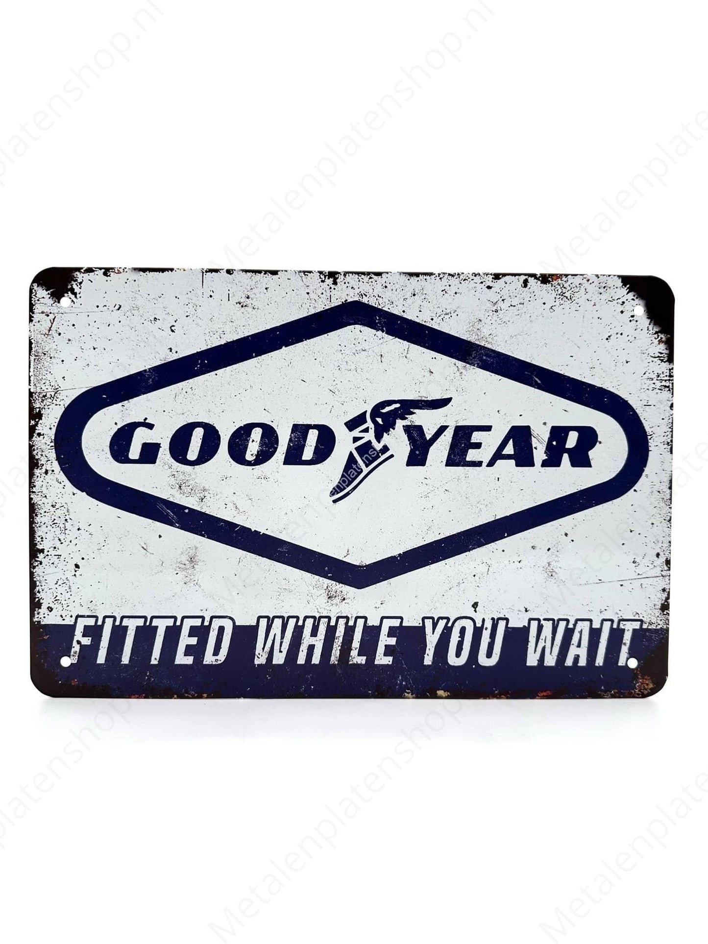Good Year – Montiert, während Sie warten – Metall-Wandschild