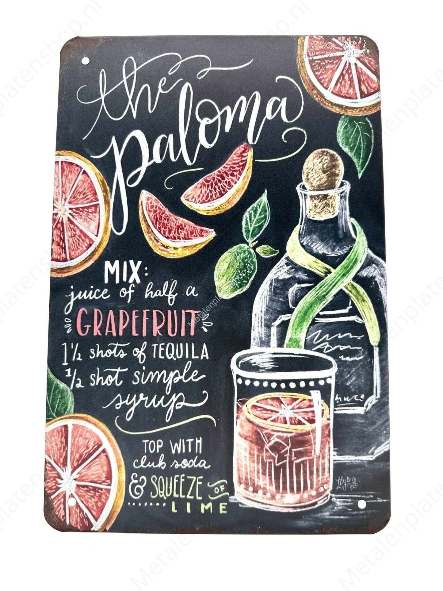 The Paloma – Cocktails – Metallwandschild