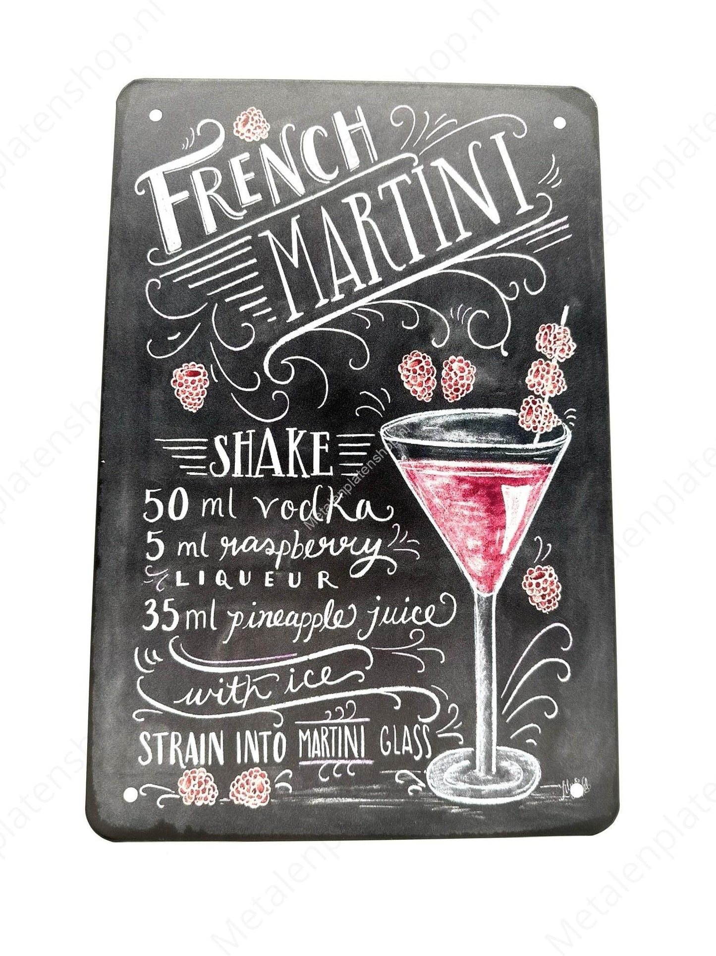 French Martini - Cocktails - Metalen Wandbord