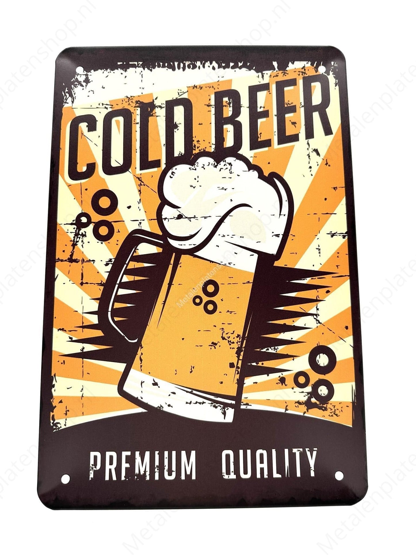 Kaltes Bier – Premium Qualität – Metallwandschild