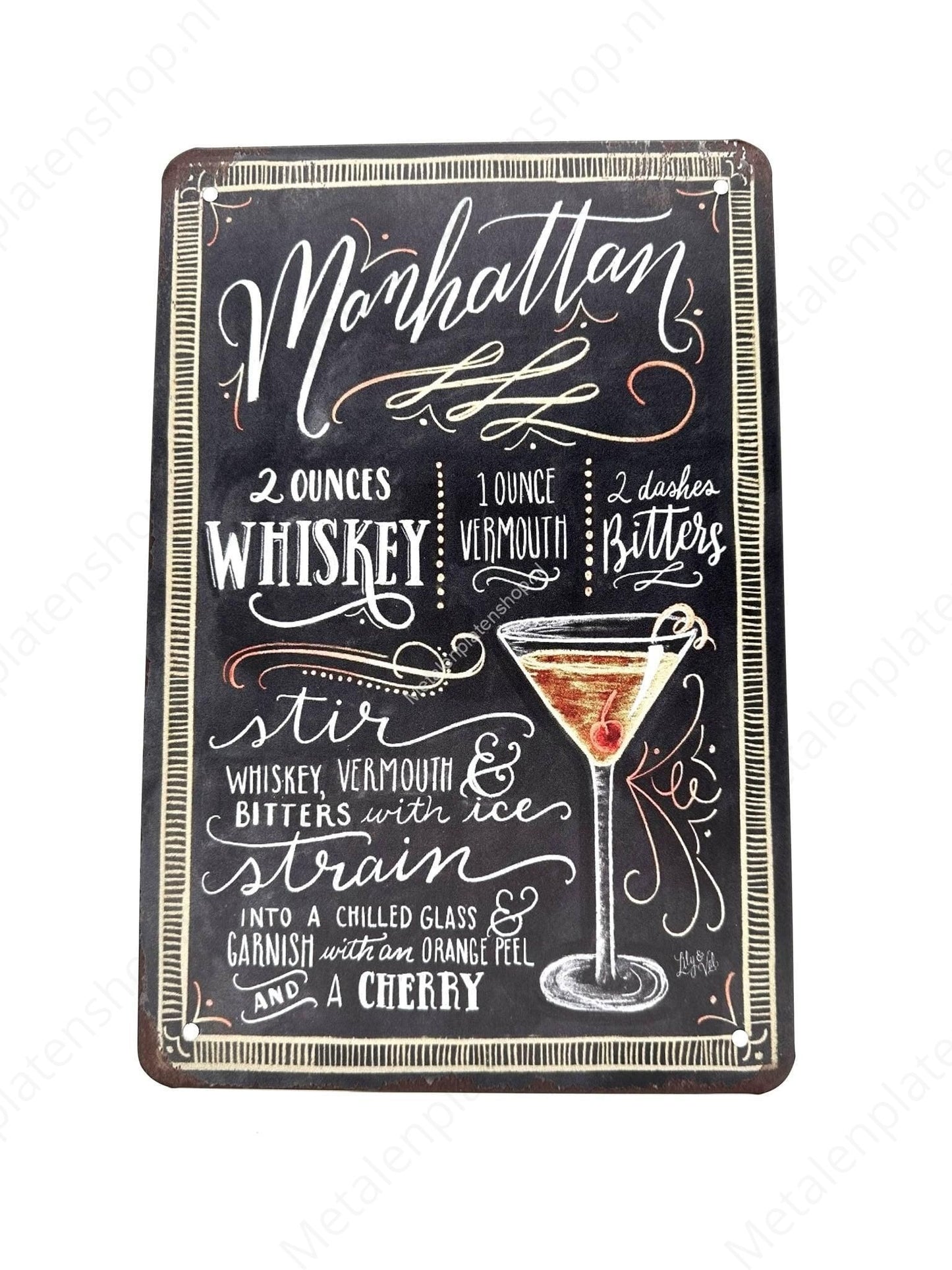 Manhattan – Cocktails – Metallwandschild