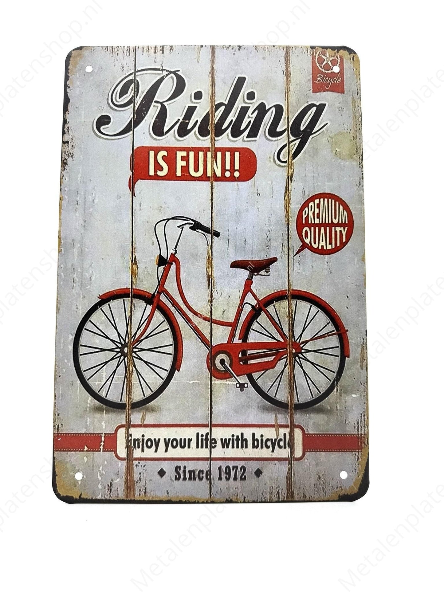 Riding is fun - Enjoy your life with bicycle - Cycling - Metal Wall Sign
