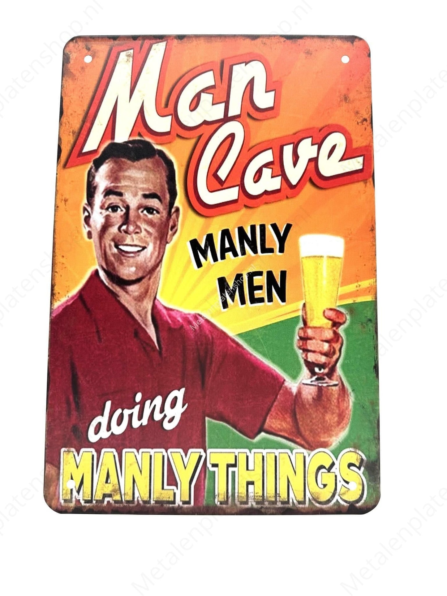 Mancave - männliche Männer - tun männliche Dinge - Metall-Wandschild