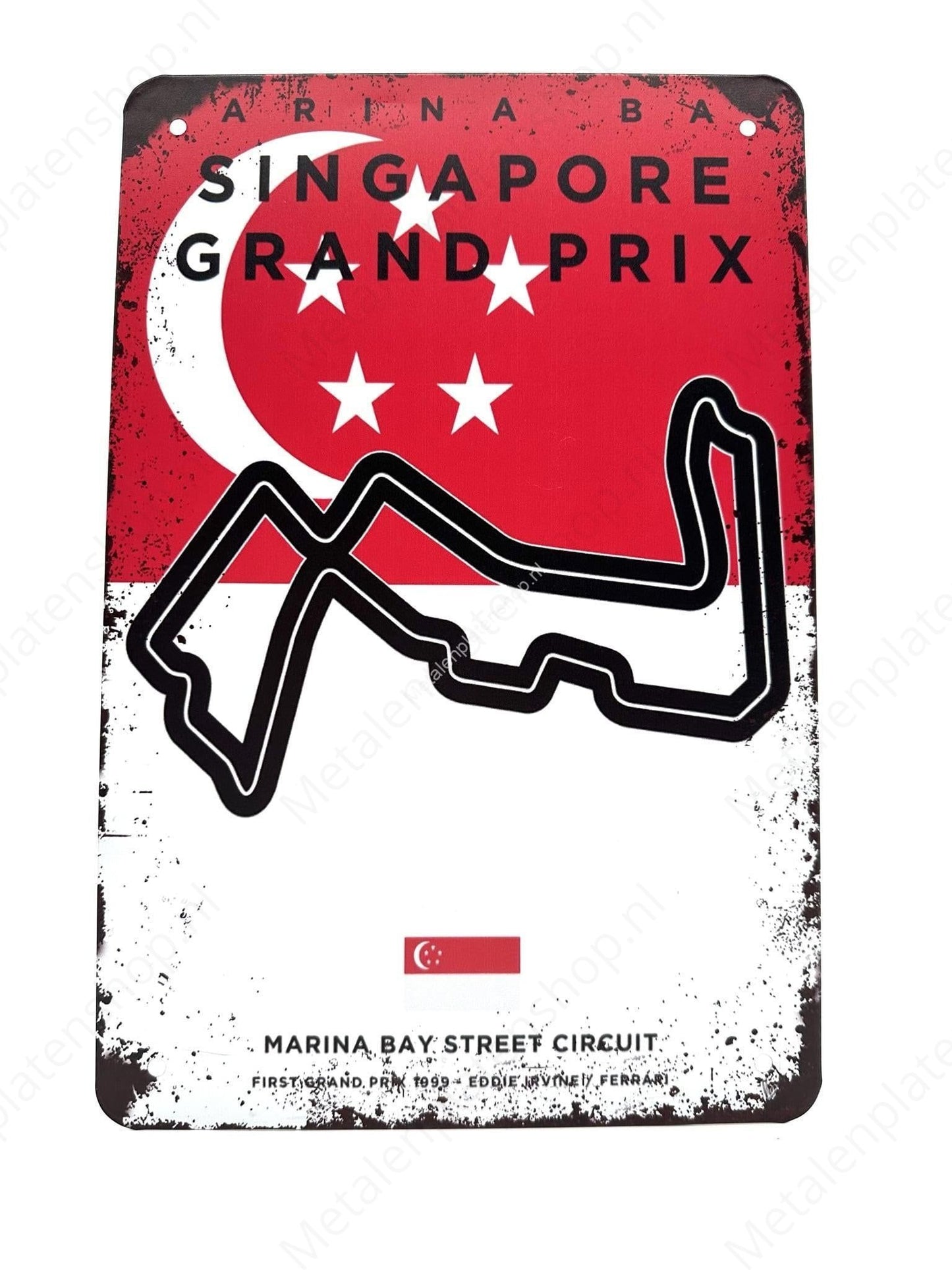 Marina Bay Street Circuit - Grand Prix - Singapore - Formule 1 - Metalen Wandbord