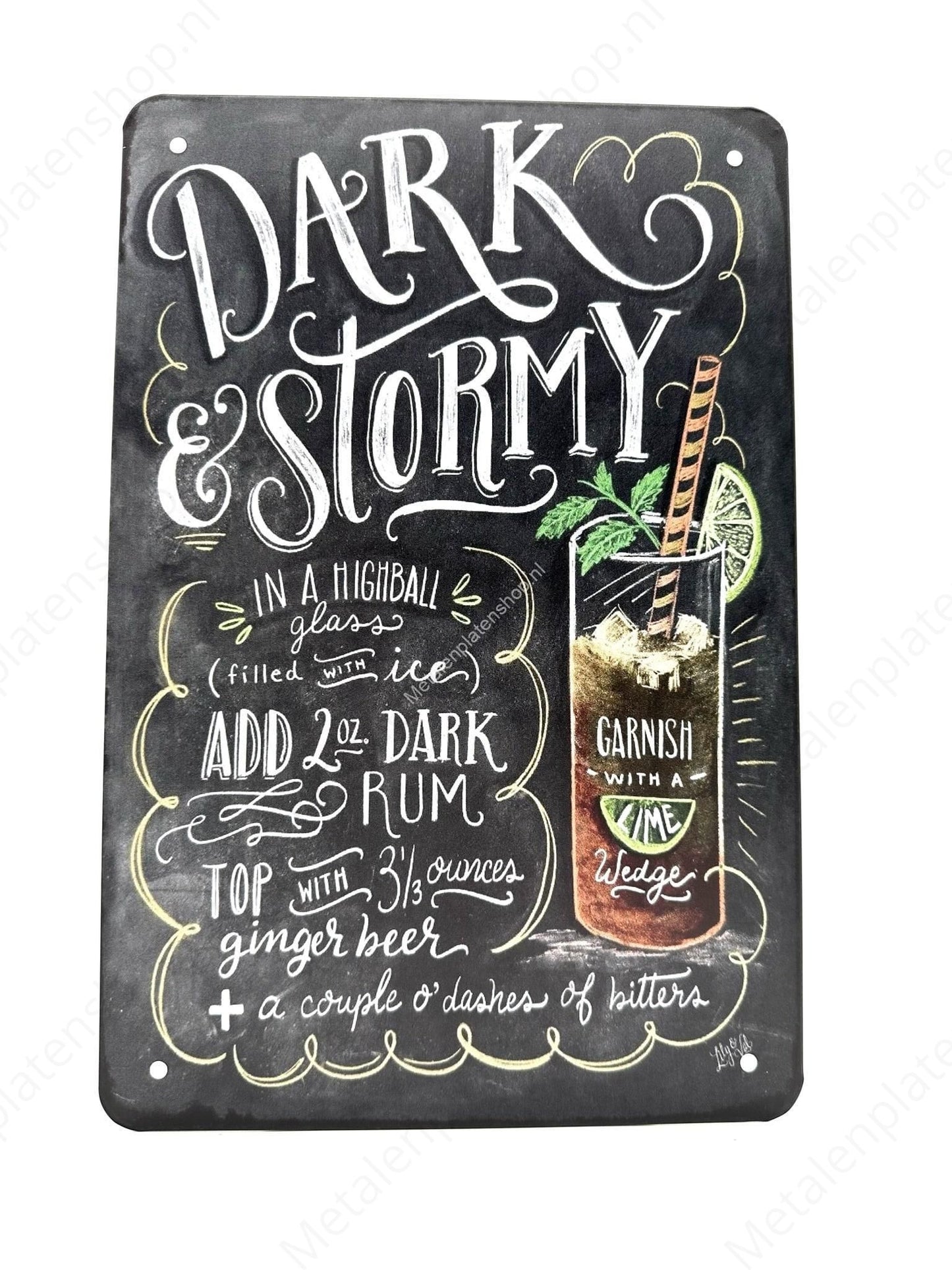 Dark &amp; Stormy - Cocktails - Metal Wall Sign