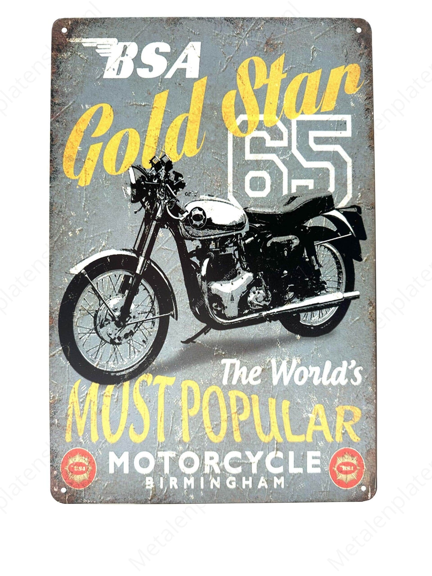 BSA - Gold Start 65 - Motorcycle Birmingham - Metal Wall Sign