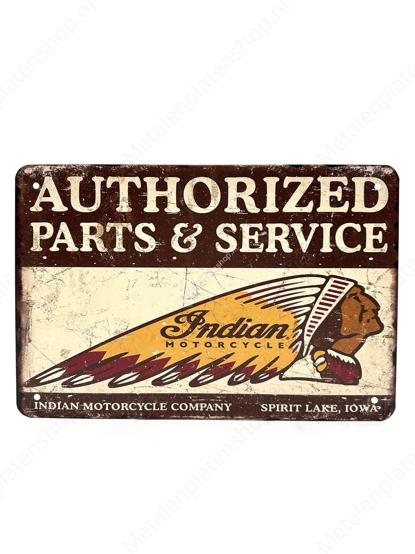 Authorized Parts &amp; Service - Indian Motorcycle Company - Motorcycles - Metal Wall Sign