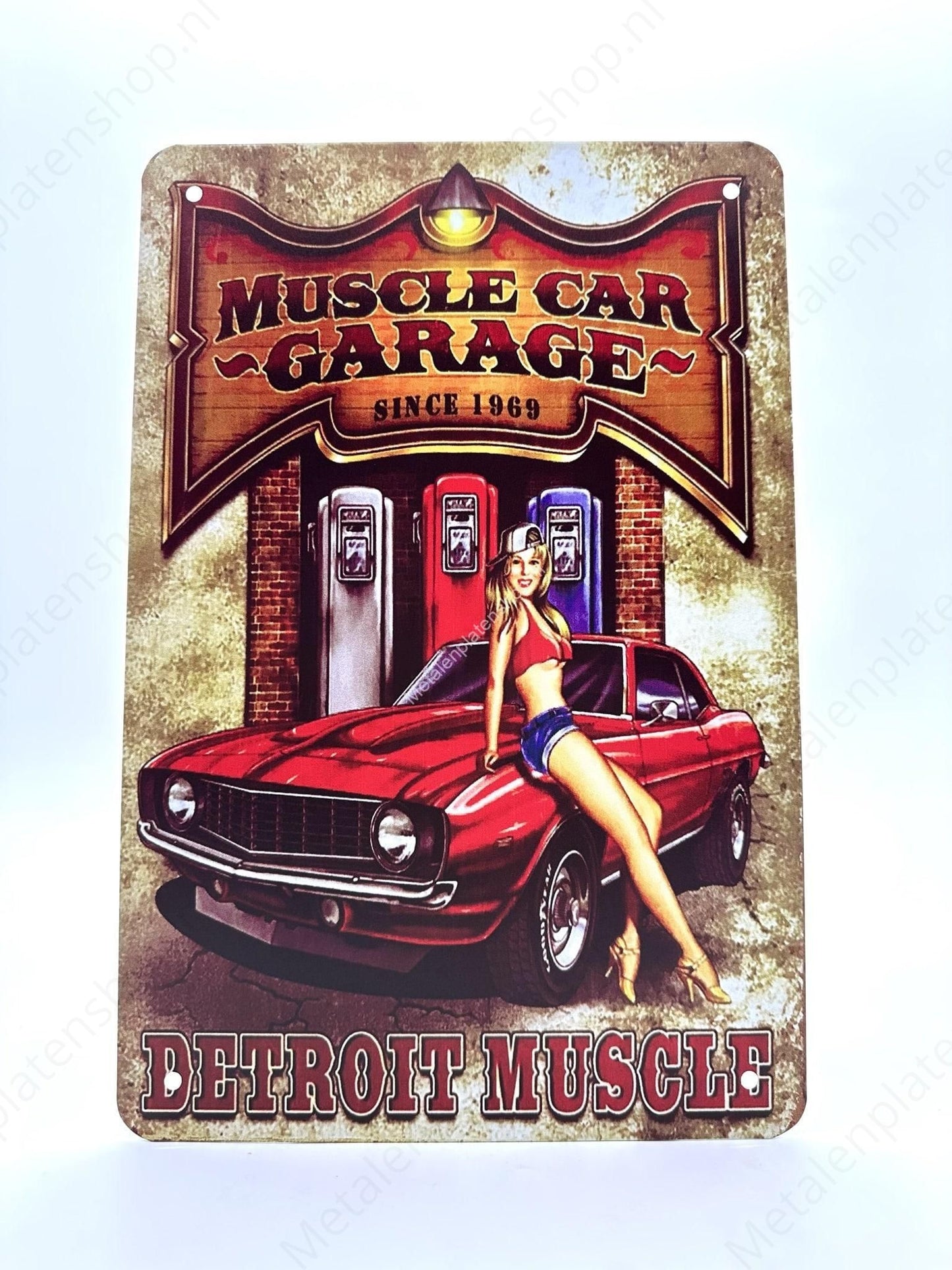 Muscle Car Garage - Since 1969 - Detroit Muscle - Metalen Wandbord