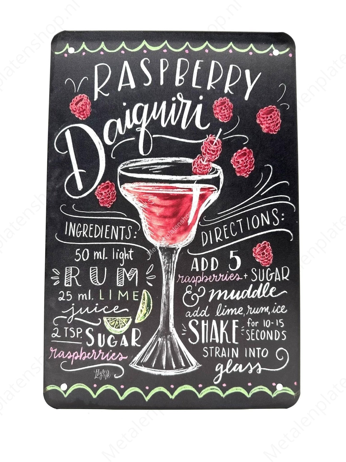 Raspberry Daiquiri - Cocktails - Metal Wall Sign