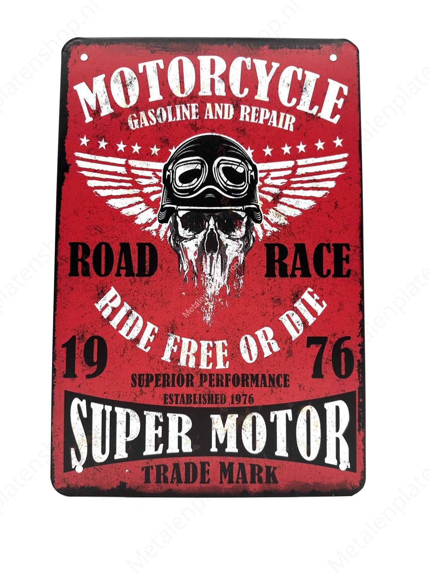 Motorcycle - Gasoline and Repair - Ride free or die - Metal Wall Sign