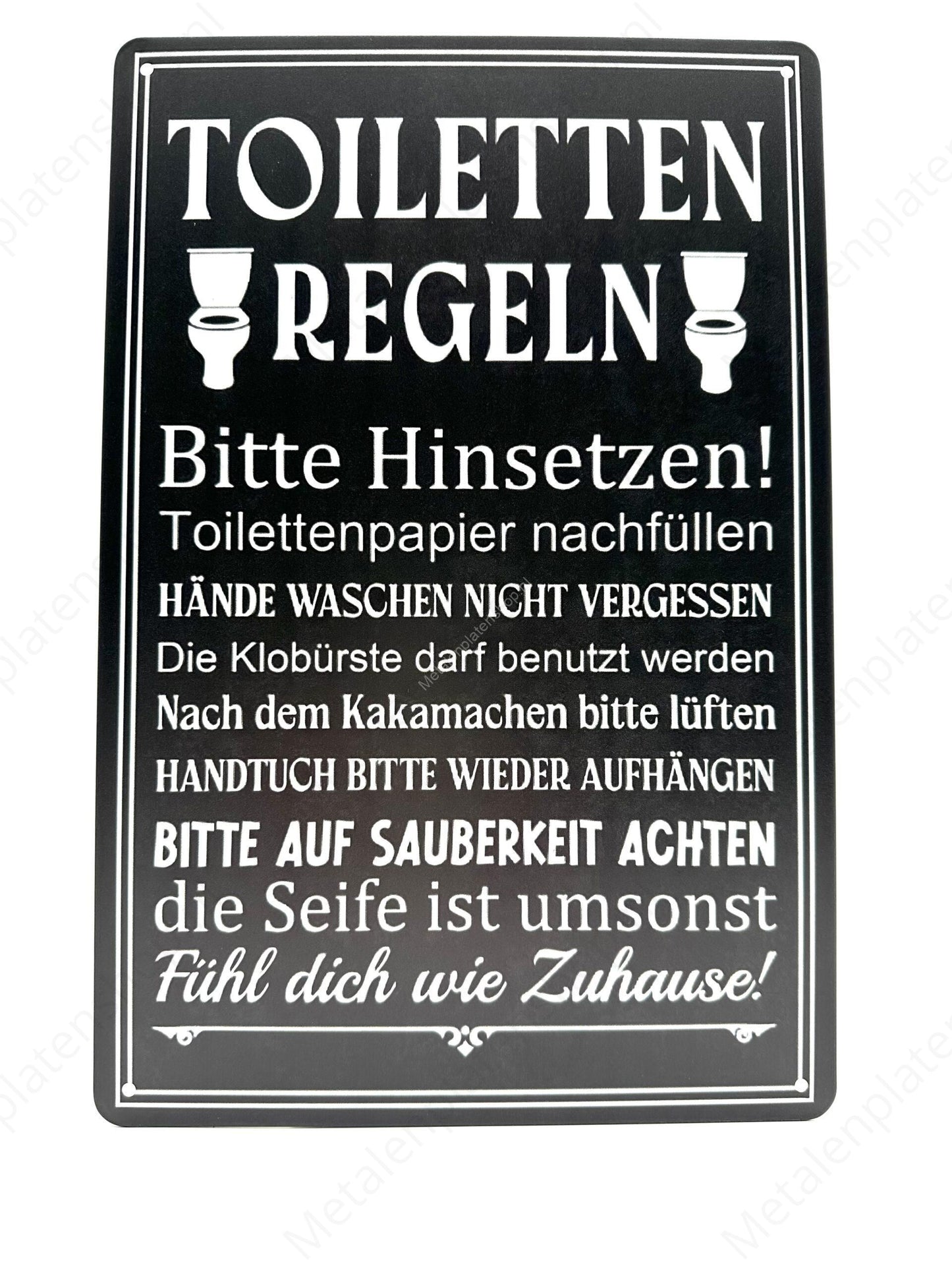 Toiletten Regeln - Deutsch - Metalen Wandbord