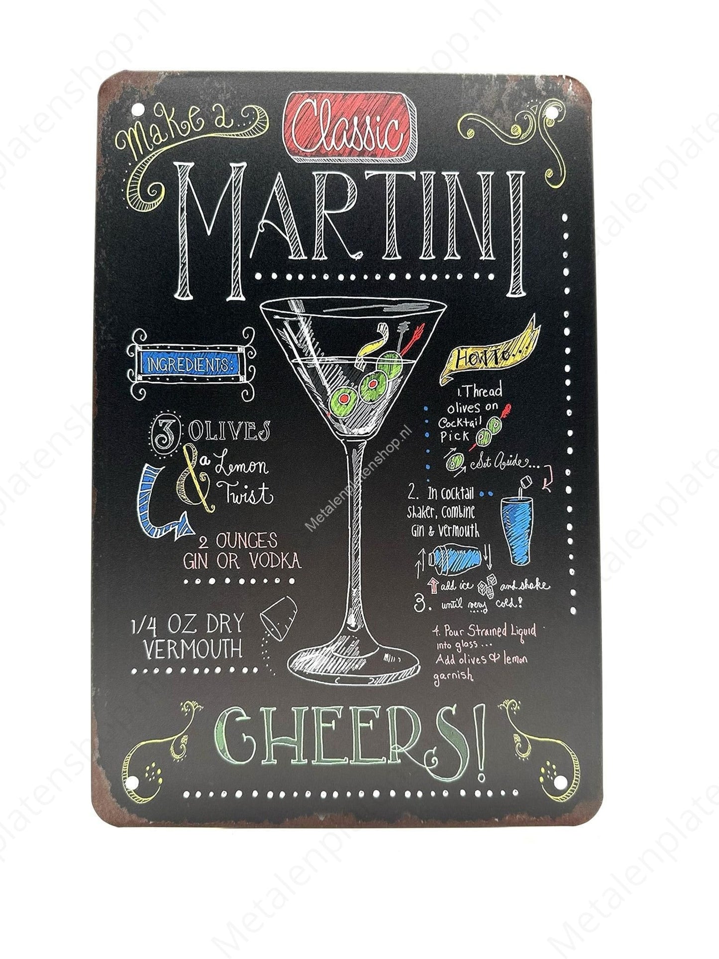 Martini - Cocktails - Metal Wall Sign