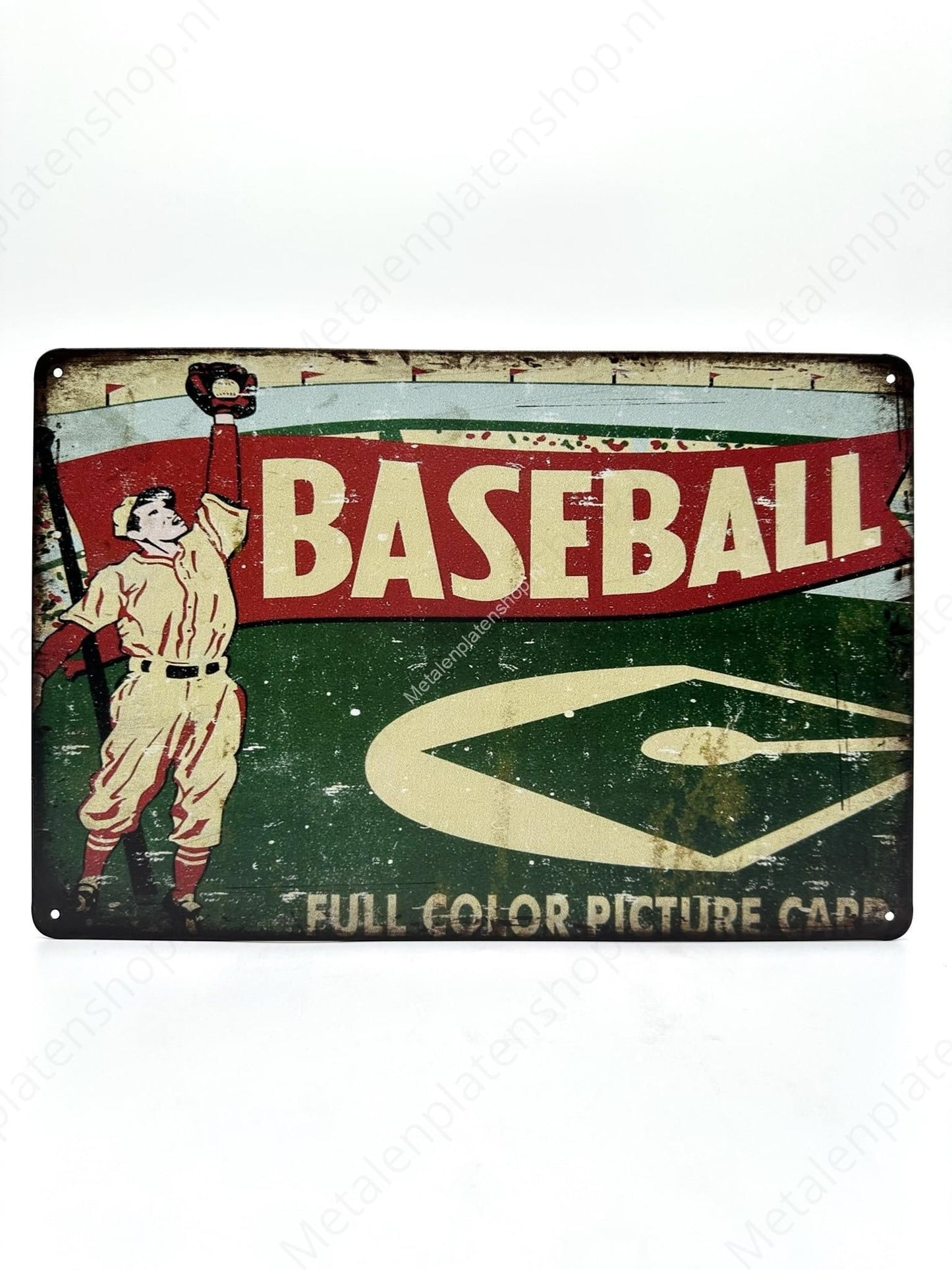 Baseball - Full color picture card - Metalen Wandbord