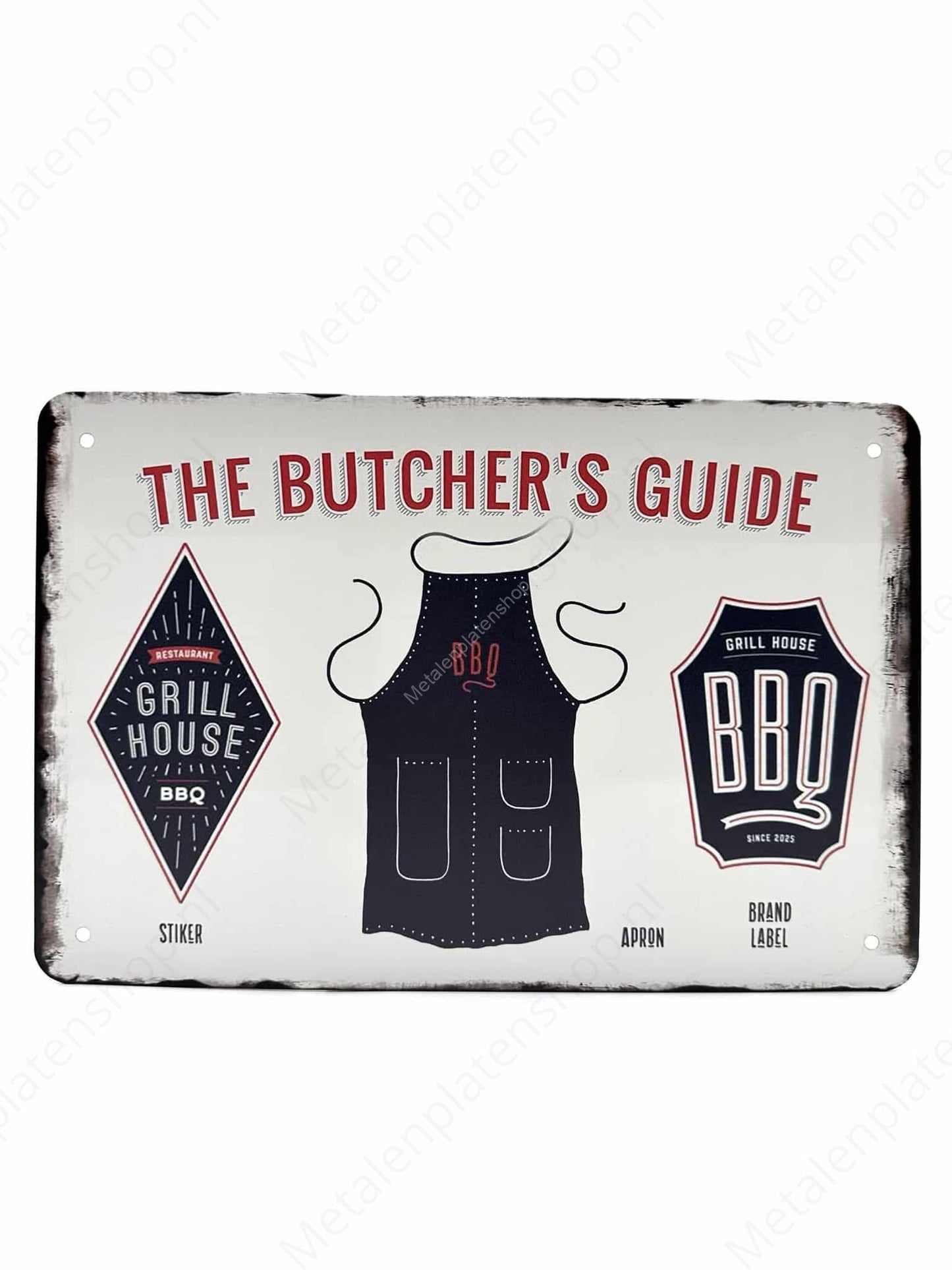 The Butchers Guide - Schort - Metalen Wandbord