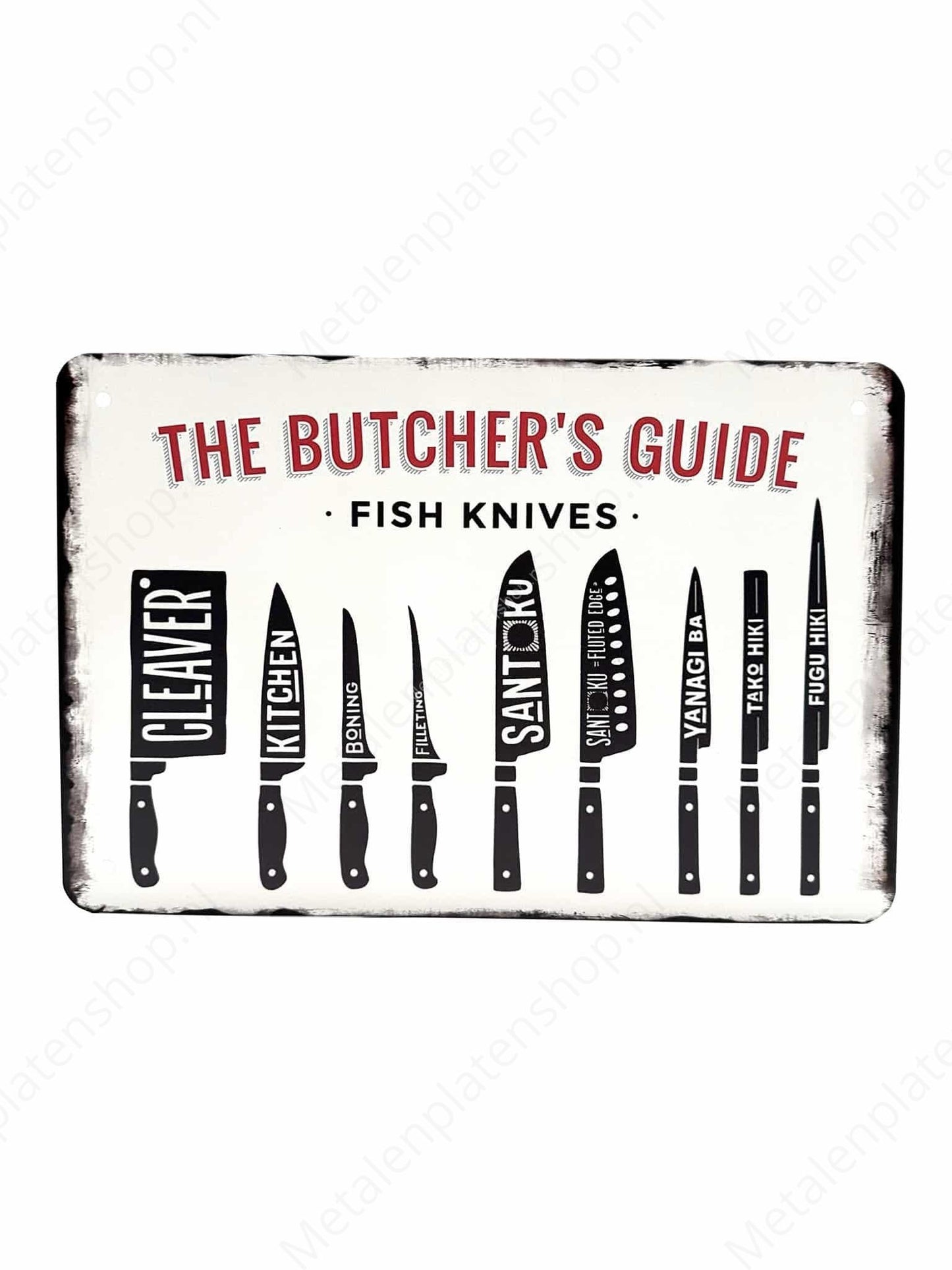 The Butchers Guide - Fish Knives - Metal Wall Sign