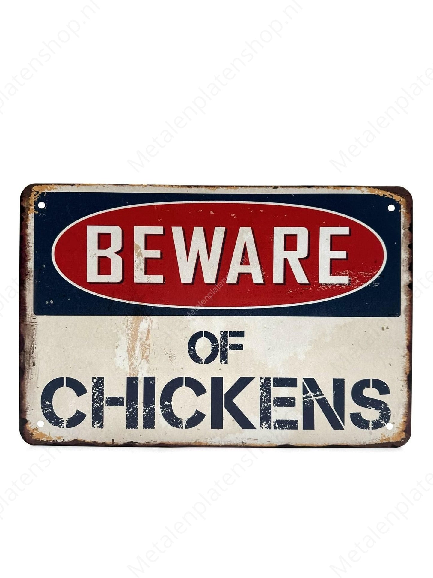 Beware of Chickens - Metal Wall Sign