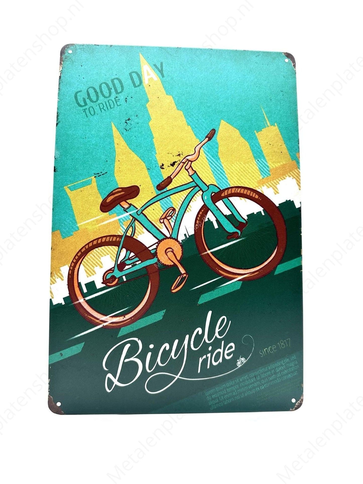 Good day to ride bicycle - Fiets - Metalen Wandbord