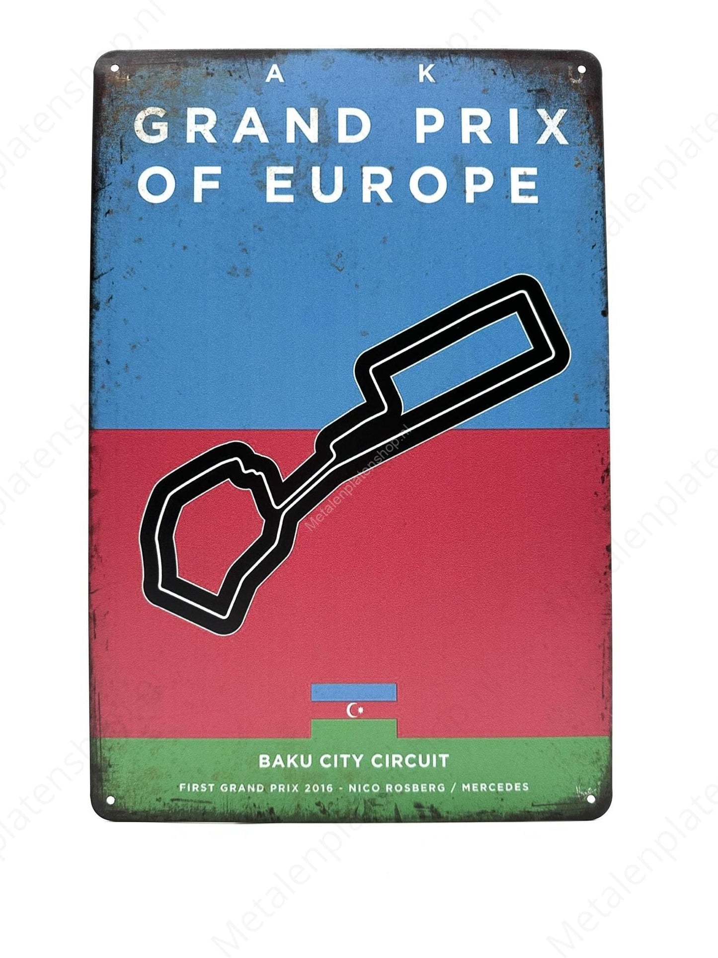 Baku City Circuit - Europe - Grand Prix - Metalen Wandbord