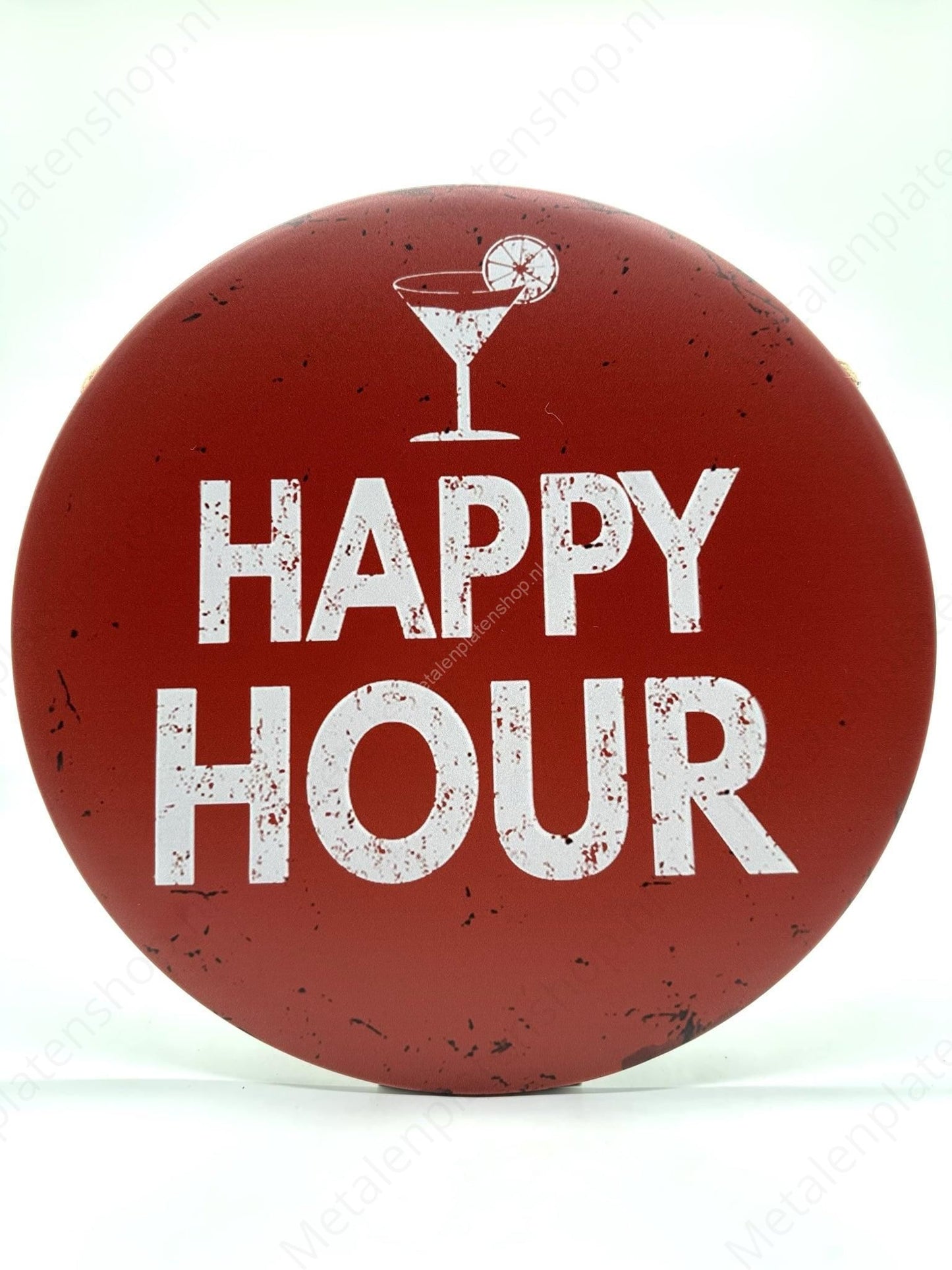 Happy Hour - Rund - Metallwandschild
